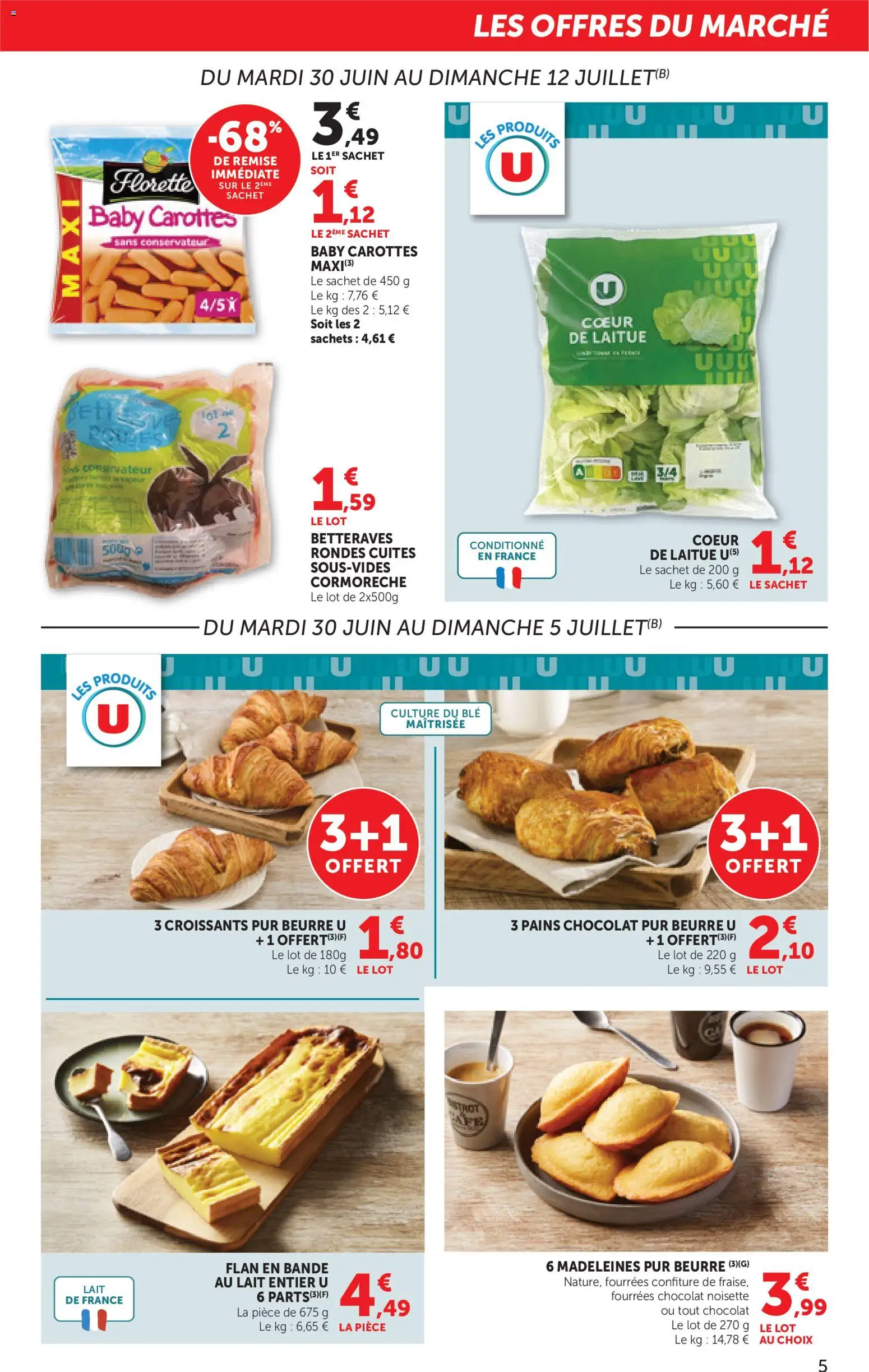 {H1} | Page: 5 | Produits: Carottes, Lait entier, Noisette, Lait
