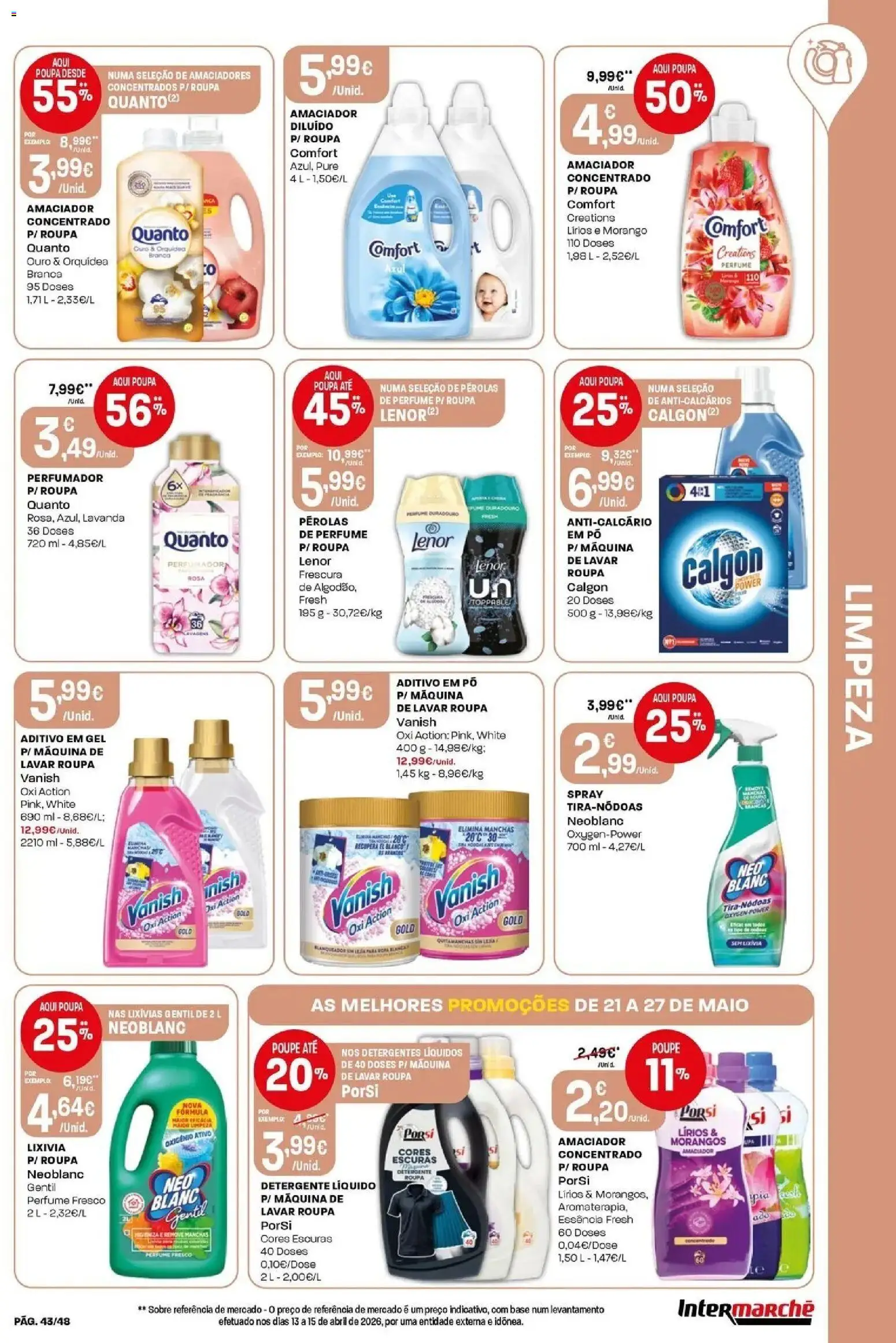 Intermarché - Isto é que são preços BAIXOS! │ válido de 21.05.2026 | Página: 43 | Produtos: Perfume, Pó, Detergente, Morangos