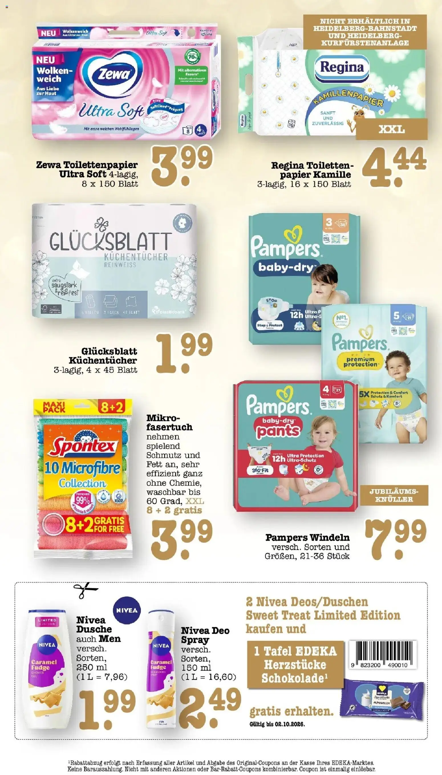 Edeka Prospekt Heidelberg (ab 28.09.2026) » Angebote Online | Seite: 54 | Produkte: Dusche, Pampers, Zewa, Toilettenpapier
