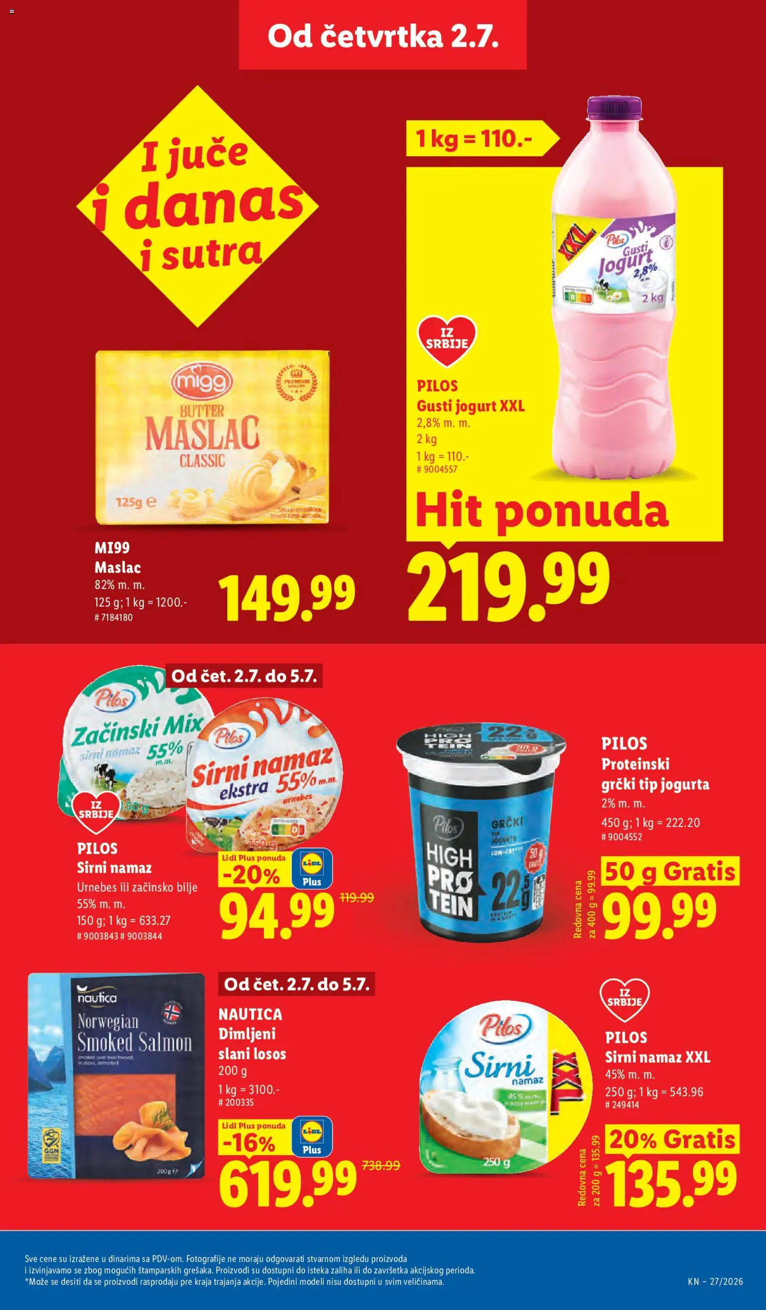 Lidl katalog - važi od 02.07.2026 | Strana: 23 | Proizvode: Maslac, Losos, Jogurt