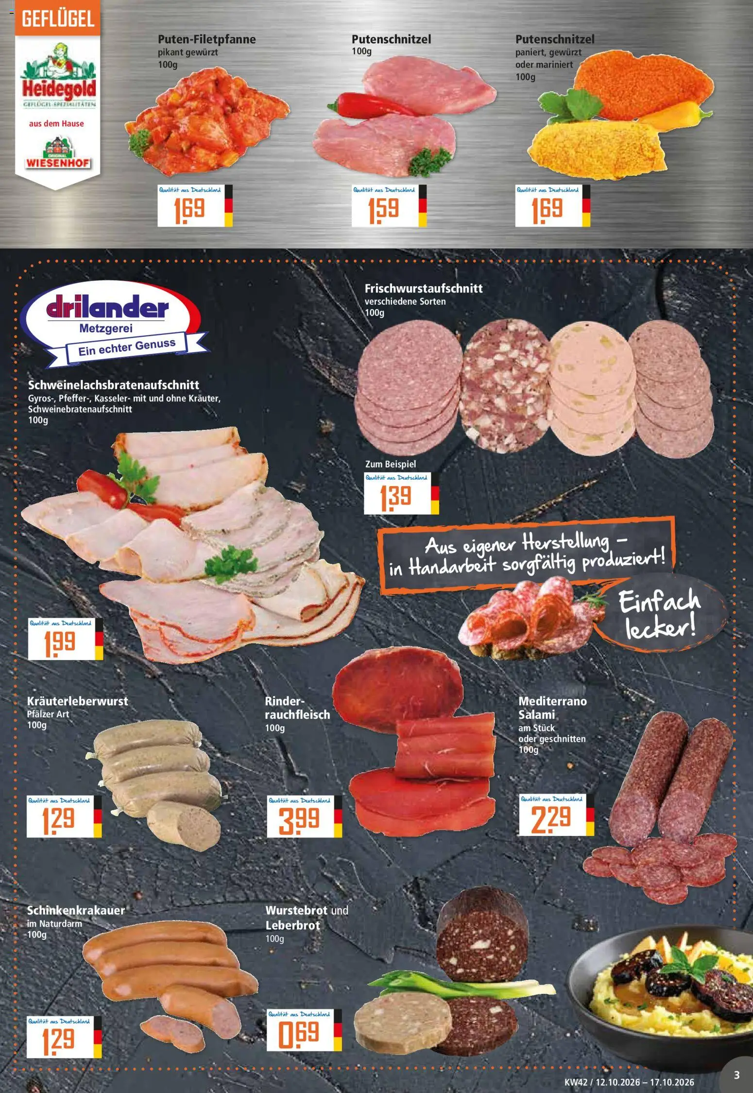 Klaas & Kock Prospekt – gültig ab 12.10.2026 | Seite: 3 | Produkte: Putenschnitzel, Salami
