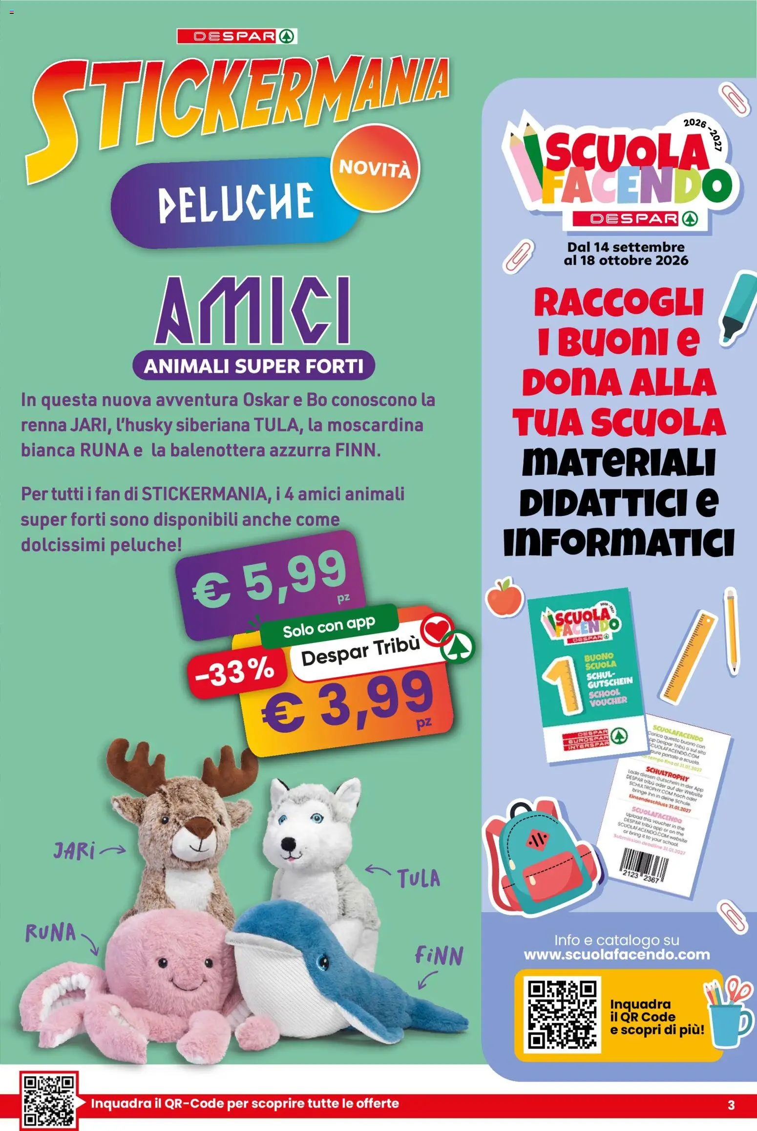Volantino Despar del 17/09/2026 | Pagina: 3 | Prodotti: Peluche, The, Fan