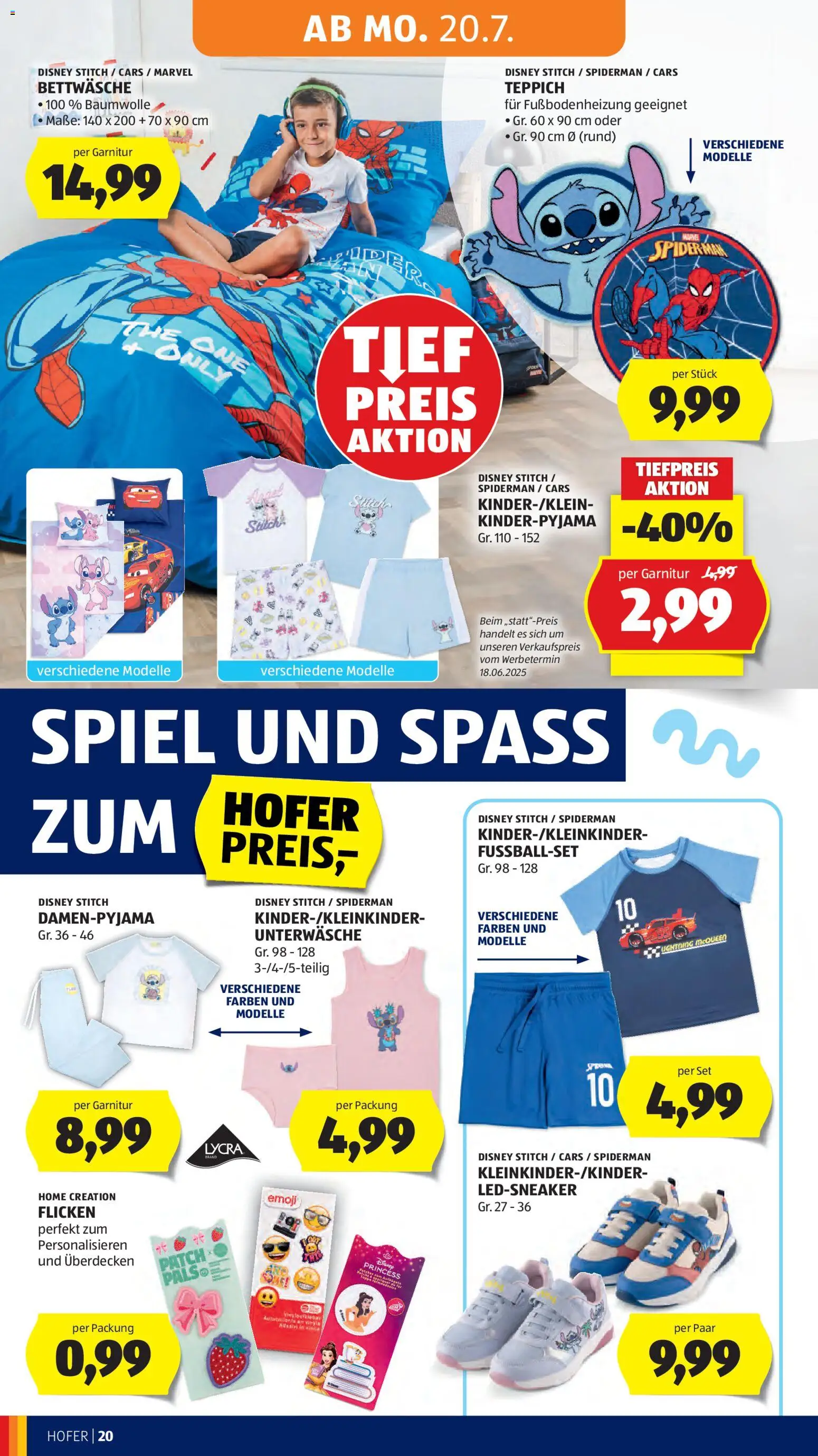 Hofer Flugblatt gültig ab 17.07.2026 | Seite: 26 | Produkte: Unterwäsche, Spiel, Teppich
