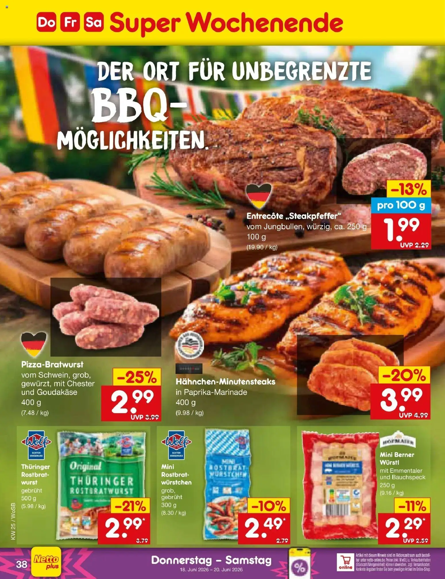Netto Marken-Discount Prospekt Mannheim – gültig ab 14.06.2026 | Seite: 50 | Produkte: Würstl, Entrecote, Wurst
