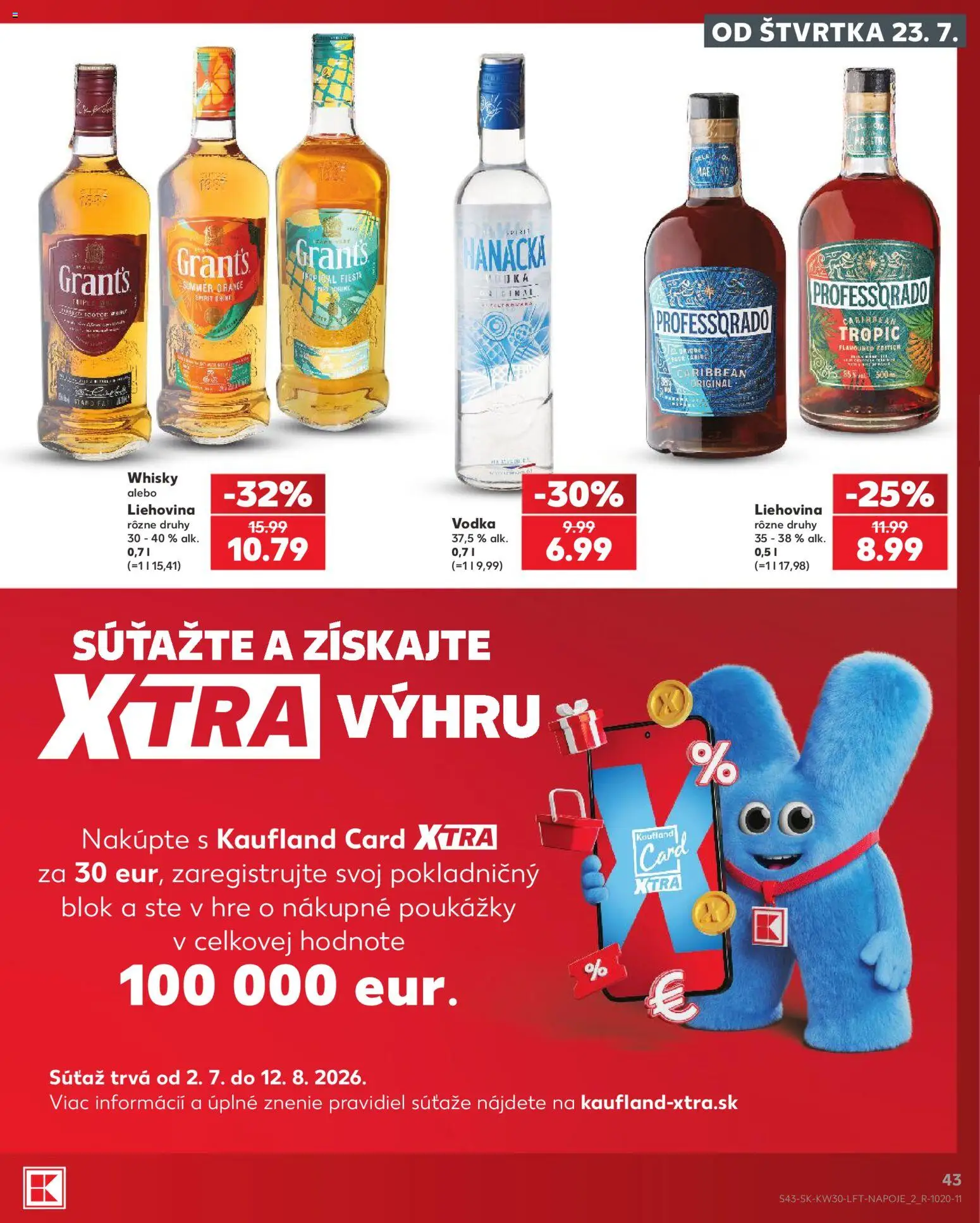 Nové Kaufland akcie – leták je platný od 23.07.2026 | Strana: 43 | Produkty: Vodka, Whisky