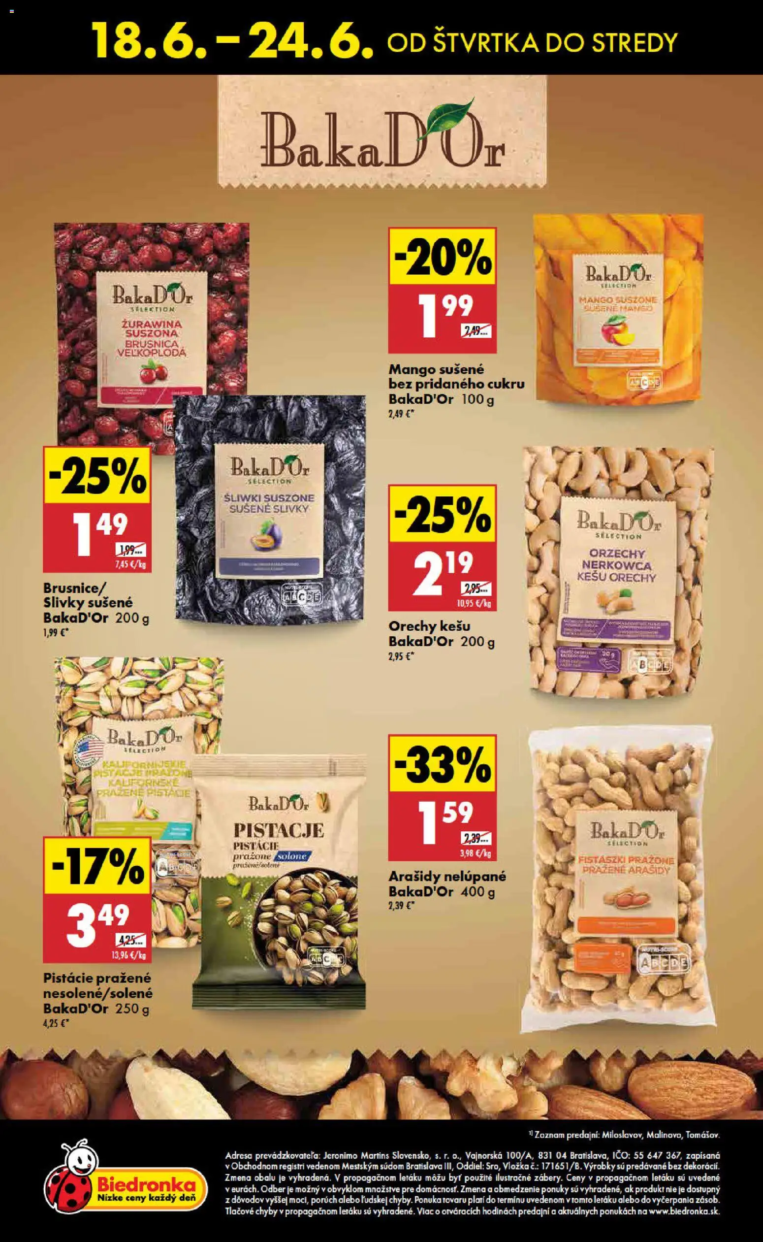 Nové Biedronka akcie – leták je platný od 18.06.2026 | Strana: 48 | Produkty: Mango, Arašidy, Pistácie, Slivky