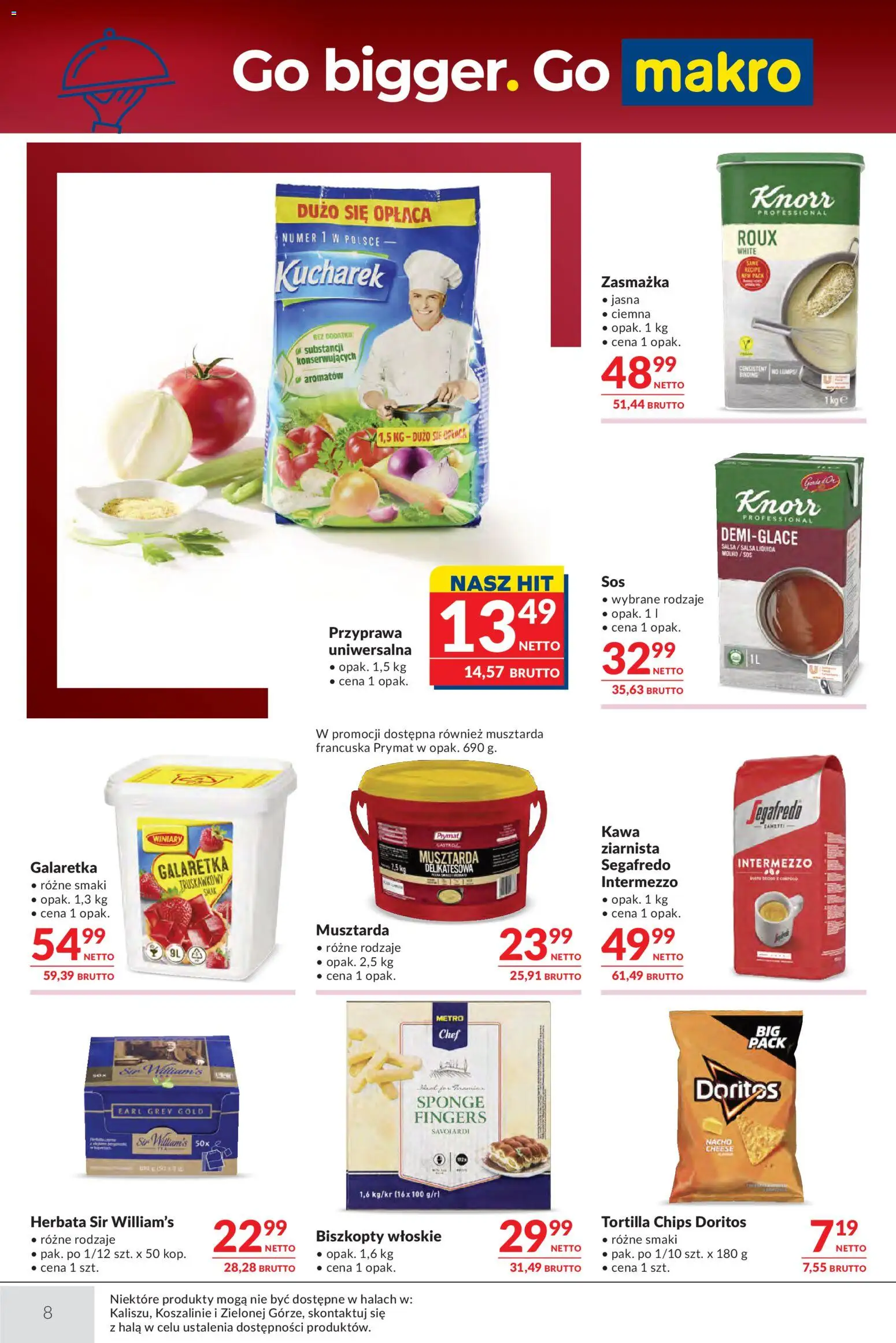 Makro gazetka - Oferta dla gastronomii od 21.07.2026 | Strona: 8 | Produkty: Galaretka, Tortilla, Doritos, Sos
