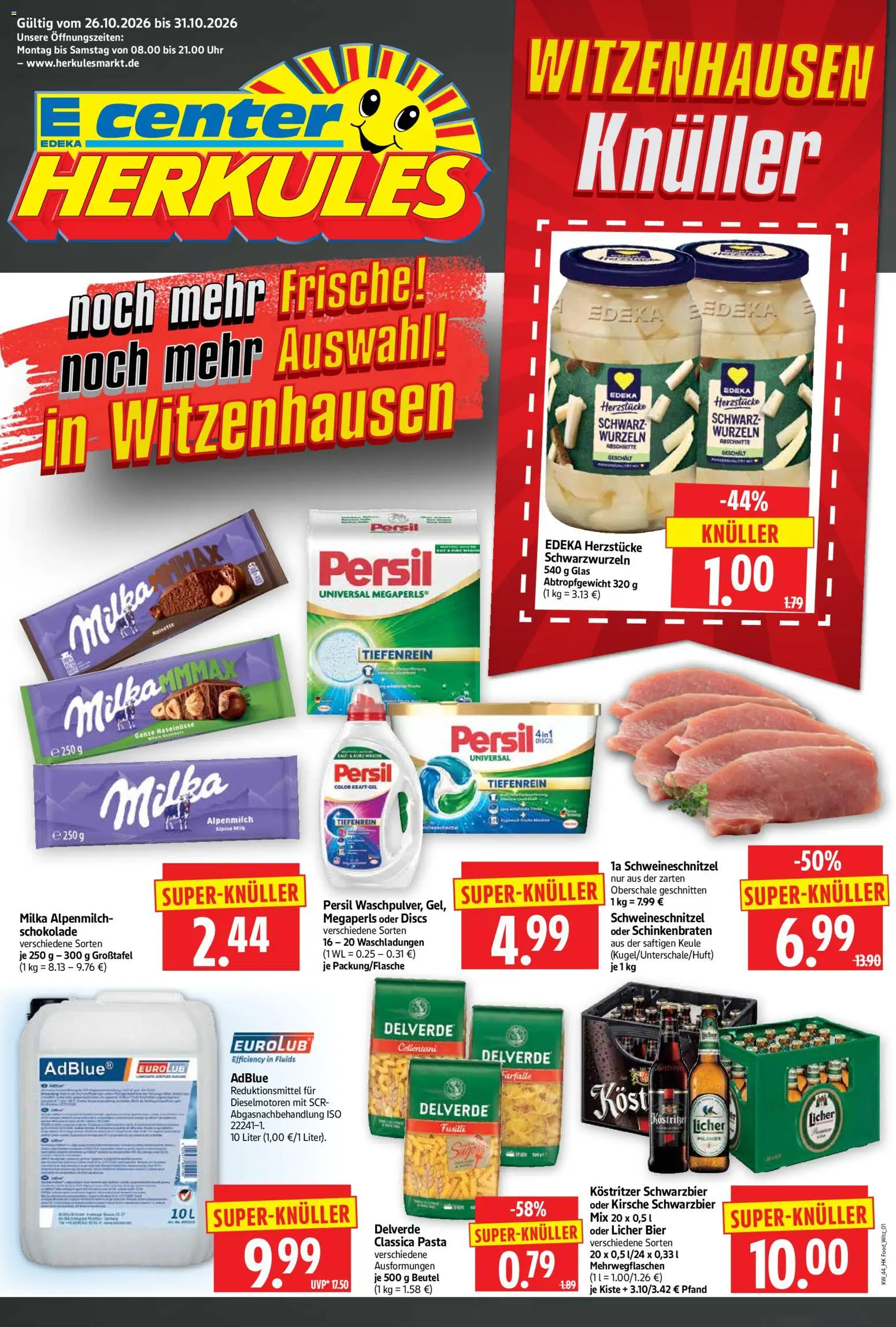 HERKULES Prospekt – gültig ab 26.10.2026 | Seite: 1 | Produkte: Schokolade, Pasta, Uhr, Persil