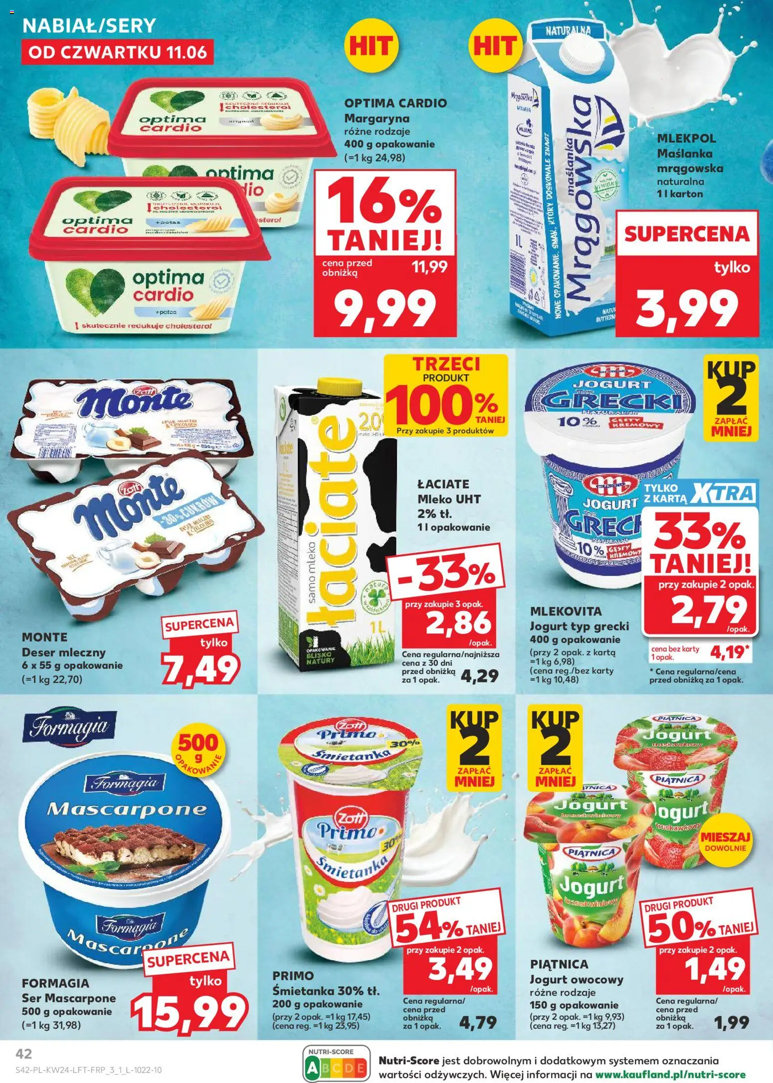 Kaufland Polsko leták od 11.06.2026 | Strana: 42 | Produkty: Mléko, Jogurt, Karty, Mascarpone