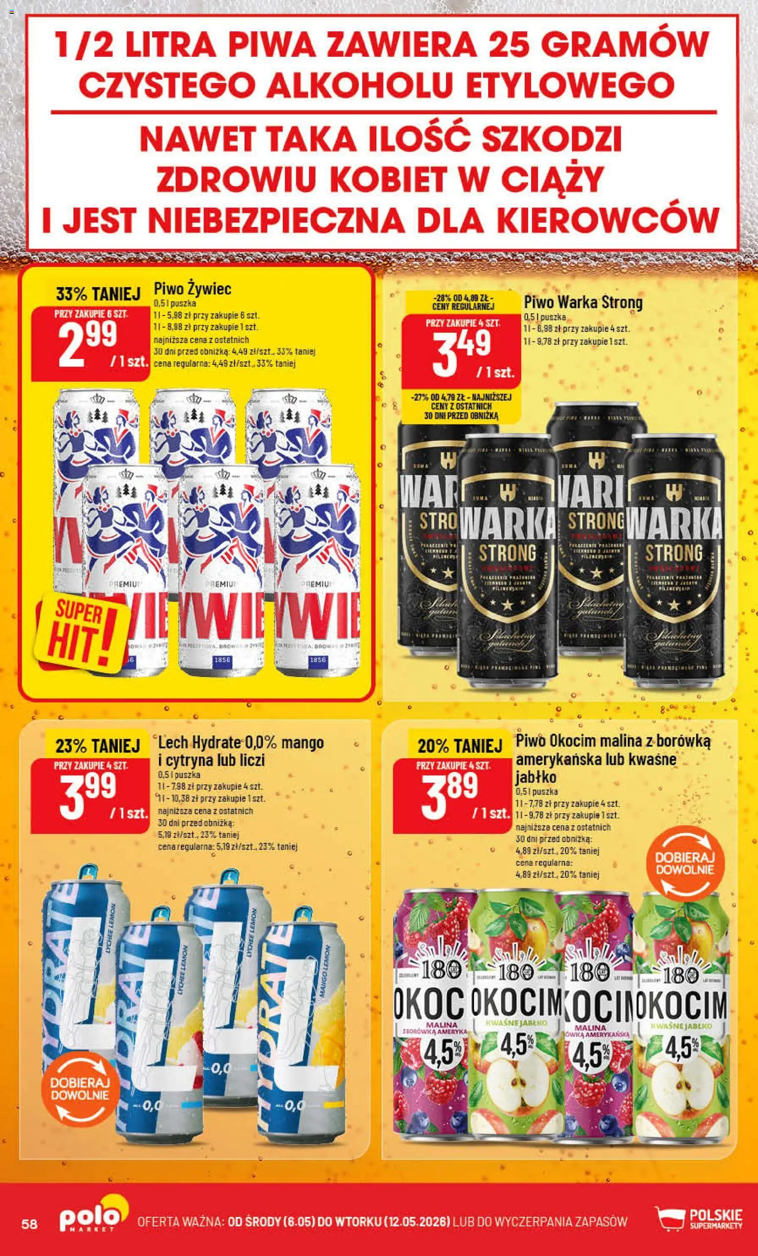 POLOmarket gazetka od 06.05.2026 | Strona: 58 | Produkty: Mango, Malina, Warka, Piwo Warka