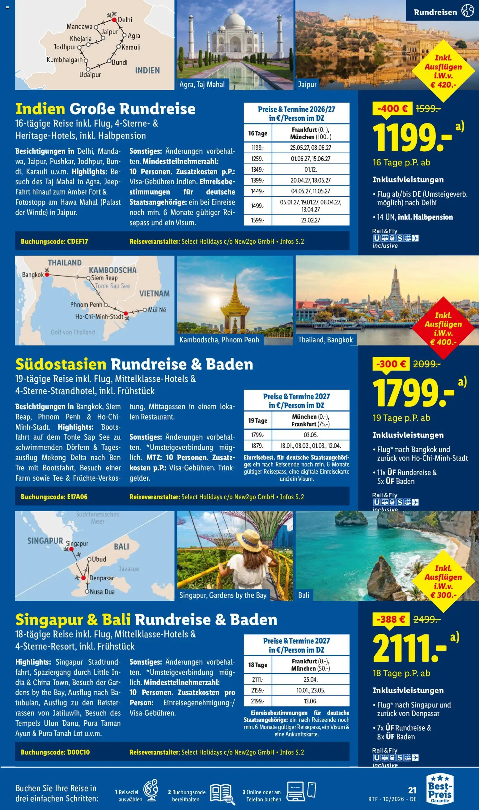 Lidl Reisen Oktober/November Reise-Highlights – gültig ab 14.10.2026 | Seite: 21 | Produkte: Tee, Telefon