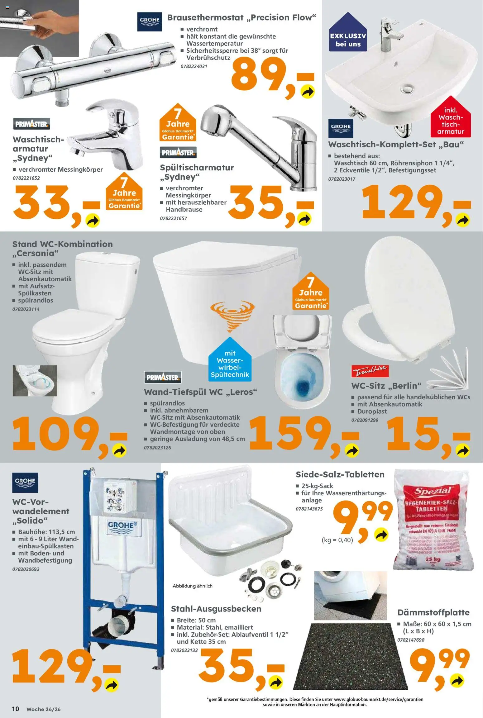Globus Baumarkt Prospekt Dresden – gültig ab 22.06.2026 | Seite: 10 | Produkte: Tisch, Armatur, Waschtisch, Wasser