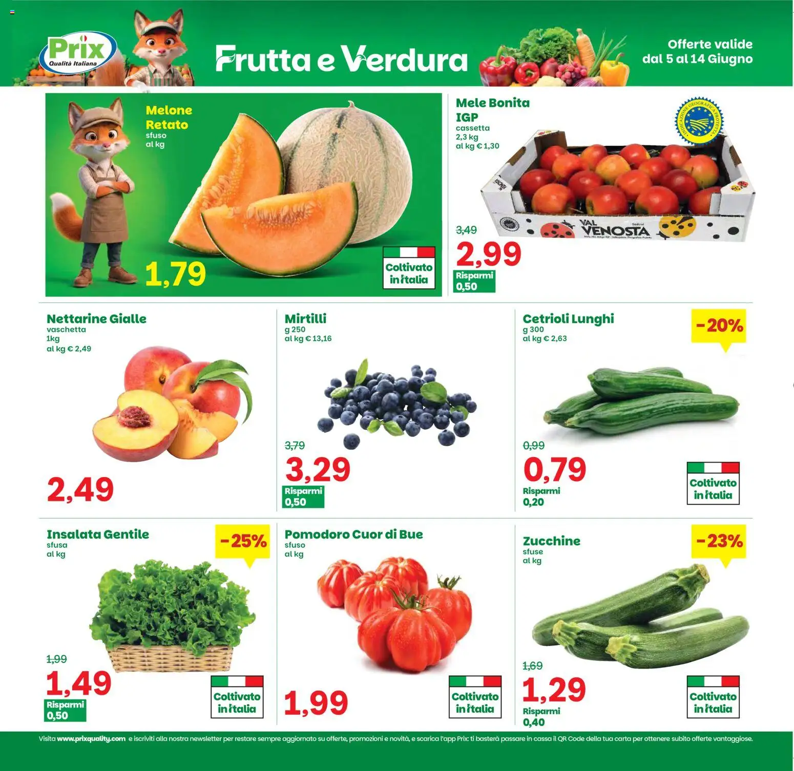 Volantino Prix del 05.06.2026 | Pagina: 6 | Prodotti: Mele, Insalata, Melone, Zucchine