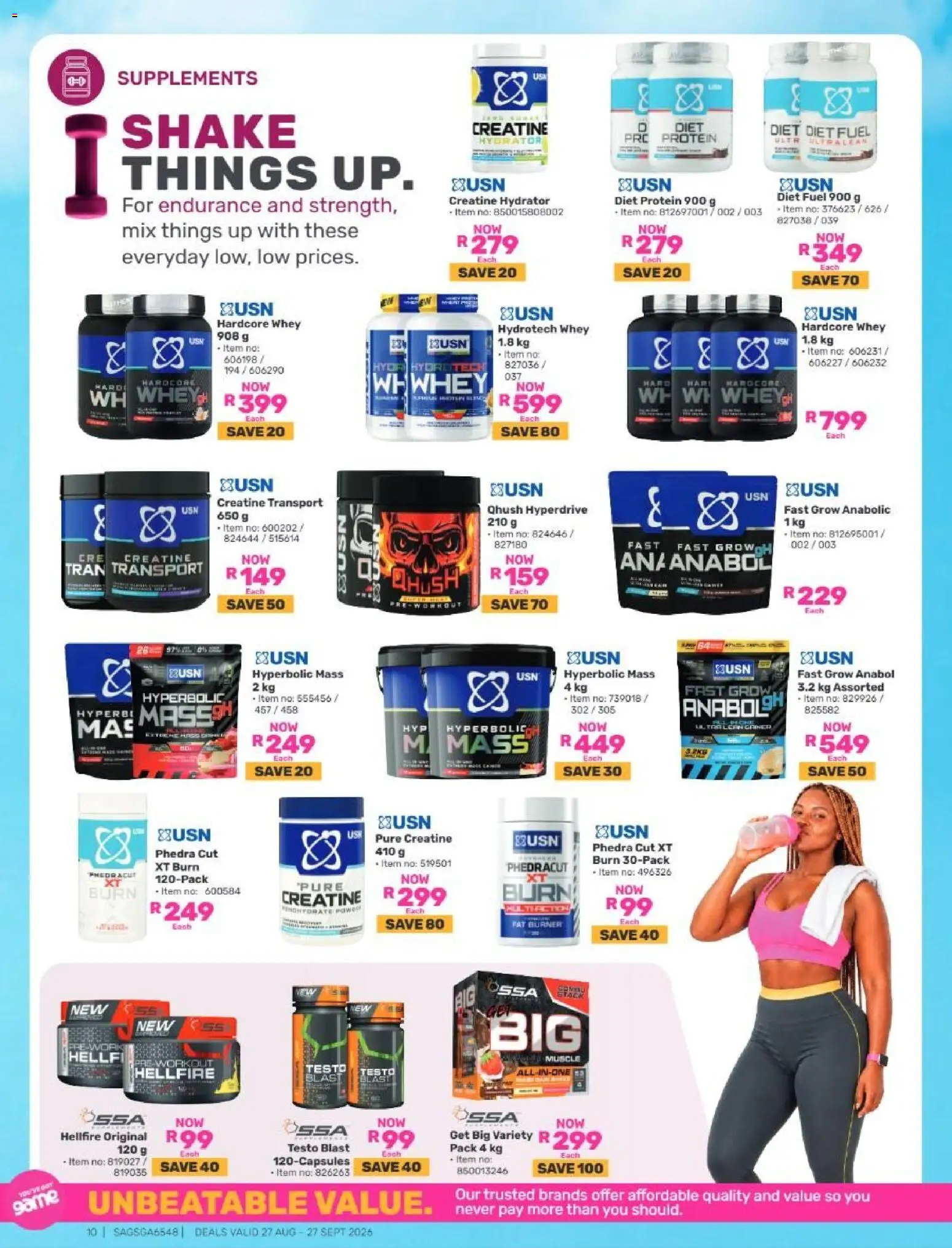 New Game catalogue – valid from 27/08/2026 | Page: 10 | Products: Protein, Supplements