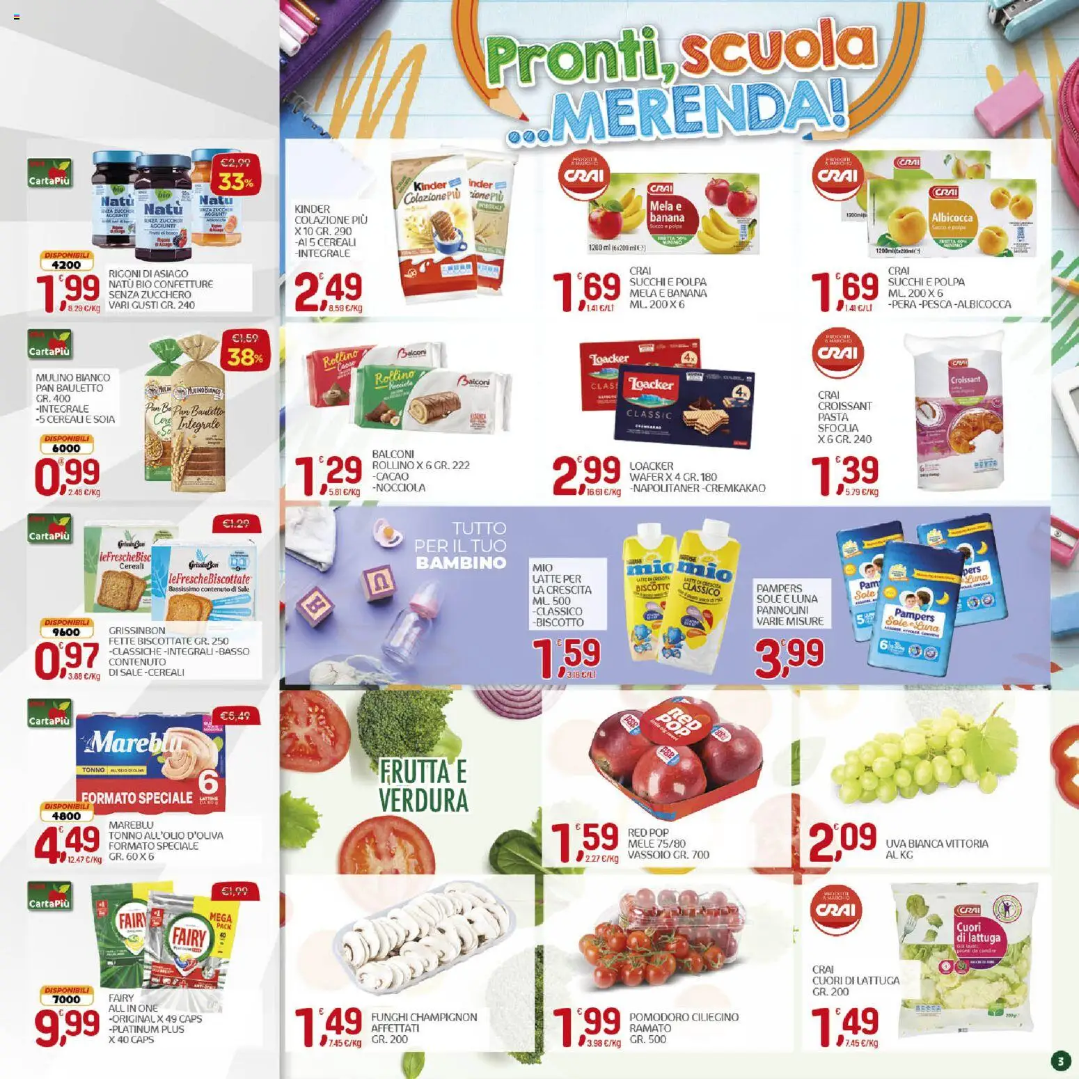 Volantino CRAI del 03/09/2026 | Pagina: 3 | Prodotti: Sale, Zucchero, Pampers, Croissant