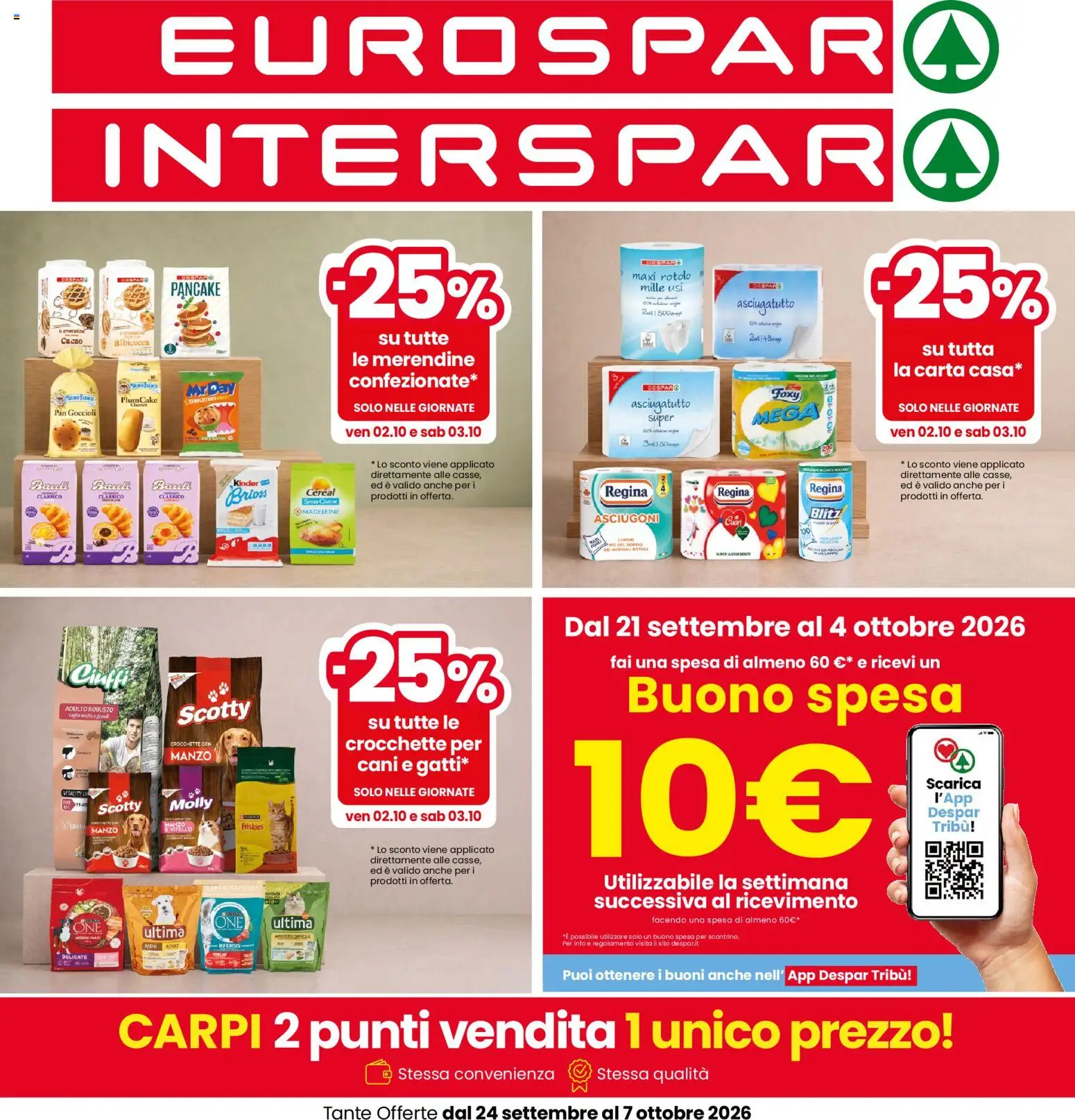Volantino Eurospar del 24/09/2026 | Pagina: 1 | Prodotti: Vitello, Plumcake, Cacao, Merendine