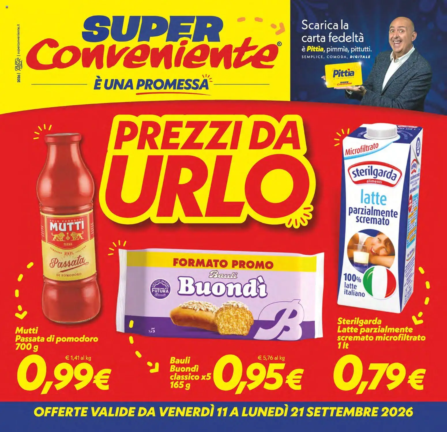 Volantino SuperConveniente del 11/09/2026 | Pagina: 1 | Prodotti: Pomodoro, Latte, Passata di pomodoro, Mutti