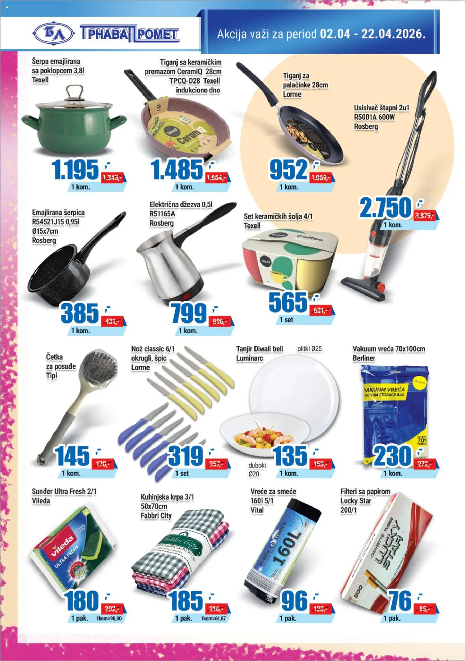 Trnava Promet katalog - važi od 02.04.2026 | Strana: 22 | Proizvode: Četka, Džezva, Šolja, Vileda
