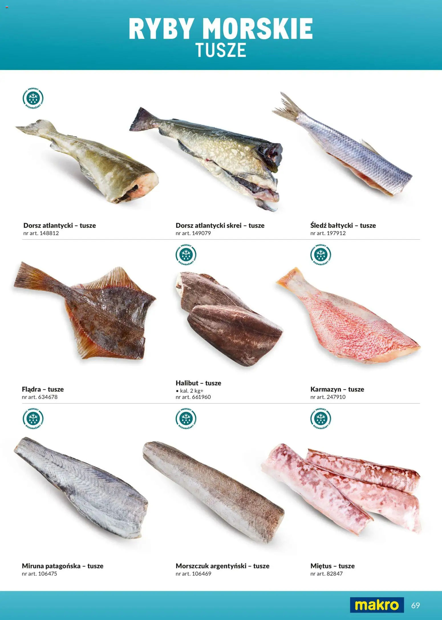 Makro Gazetka - Ultra fresh od 01.03.2026 | Strona: 69 | Produkty: Śledź, Miruna, Halibut, Morszczuk