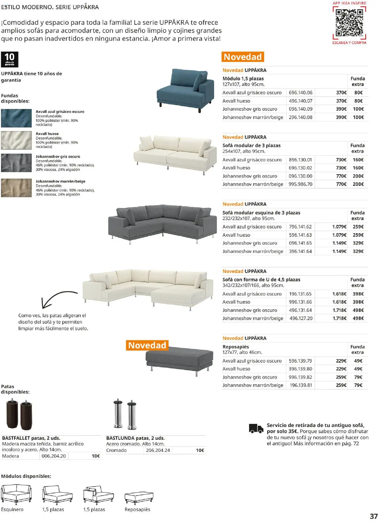 Catálogo IKEA Sofás │ válido desde el 07.05.2026 | Página: 37 | Productos: Reposapiés, Té, Funda, Sofá