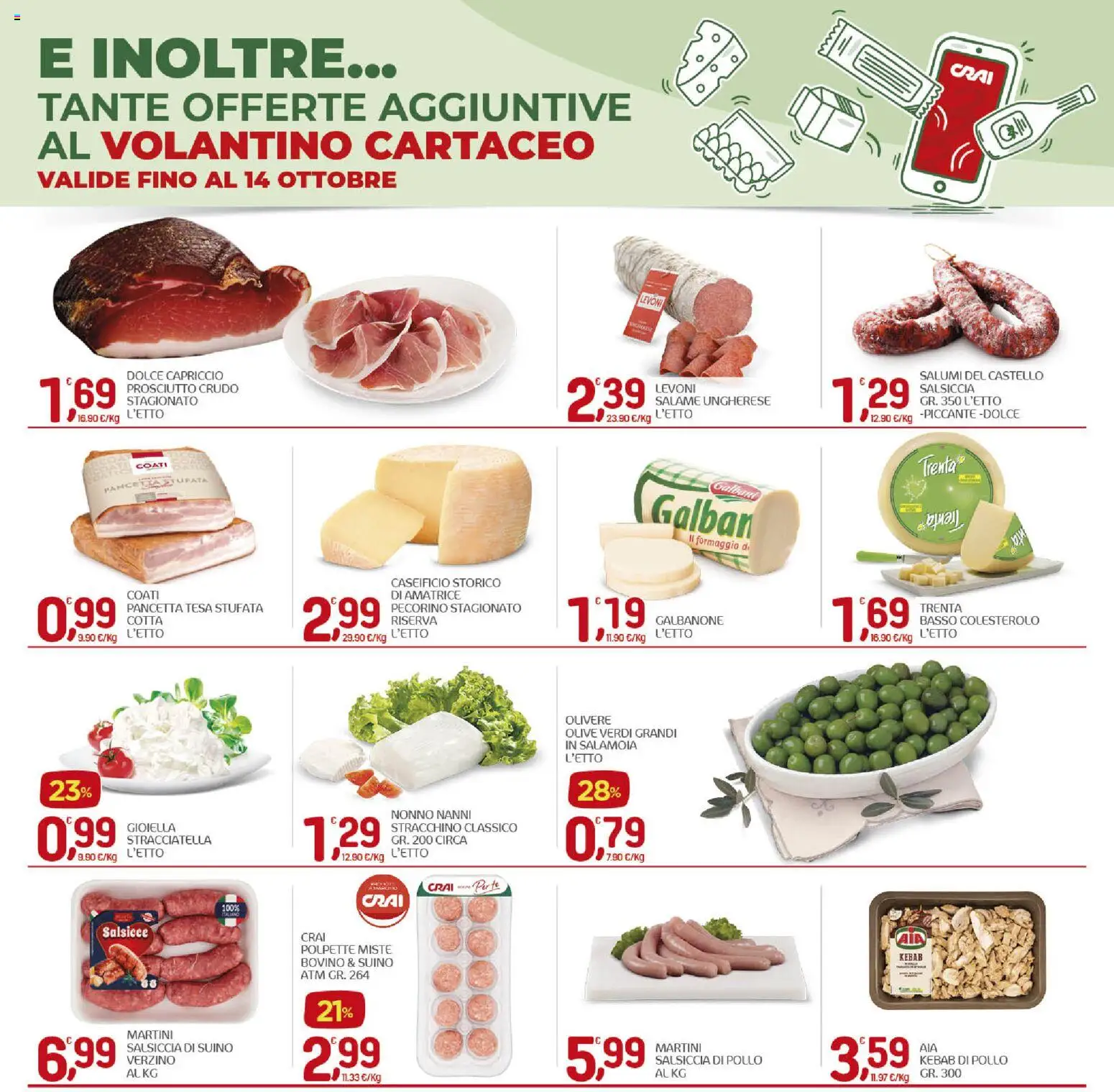 Volantino CRAI del 01/10/2026 | Pagina: 18 | Prodotti: Salsiccia, Basso, Pecorino, Salsicce