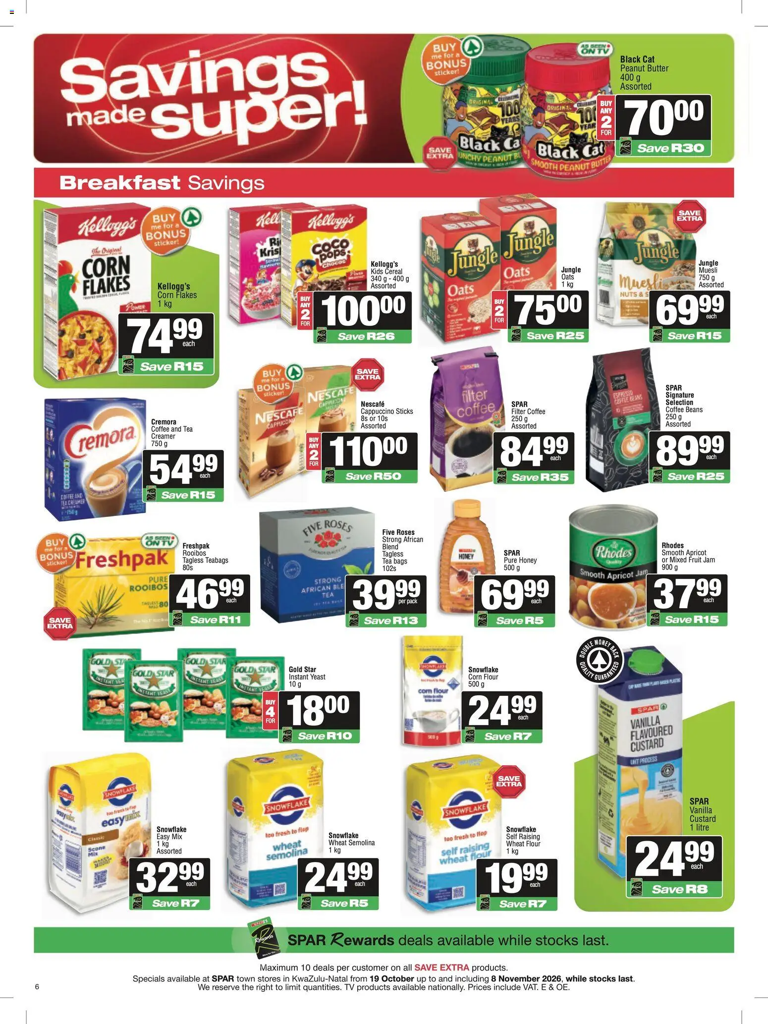 New Spar catalogue – valid from 19/10/2026 | Page: 6 | Products: Coffee beans, Beans, Butter, Oats