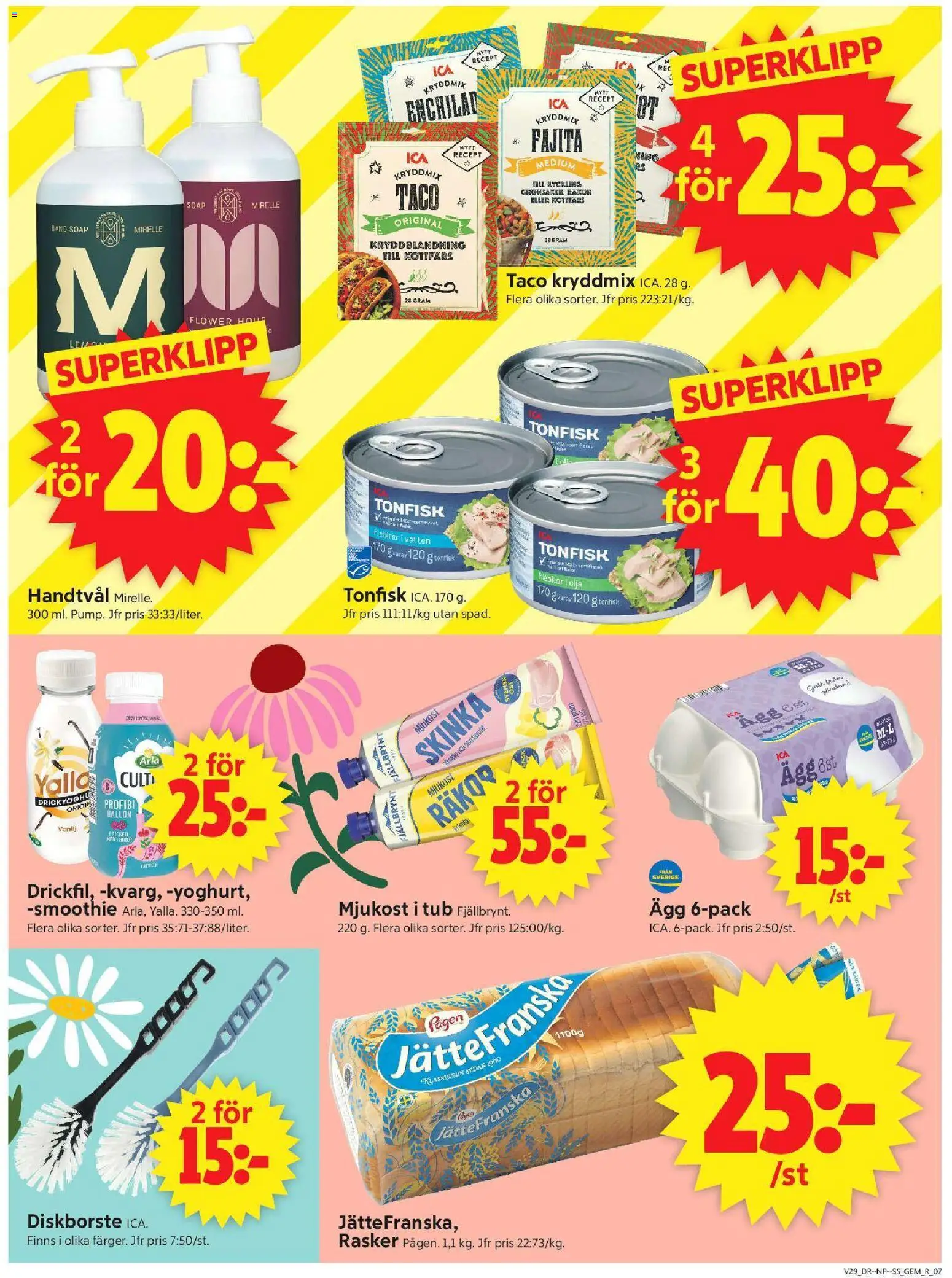 ICA Supermarket reklamblad aktuell från 13/07/2026 | Sida: 9 | Produkter: Räkor, Ägg, Olja, Skinka