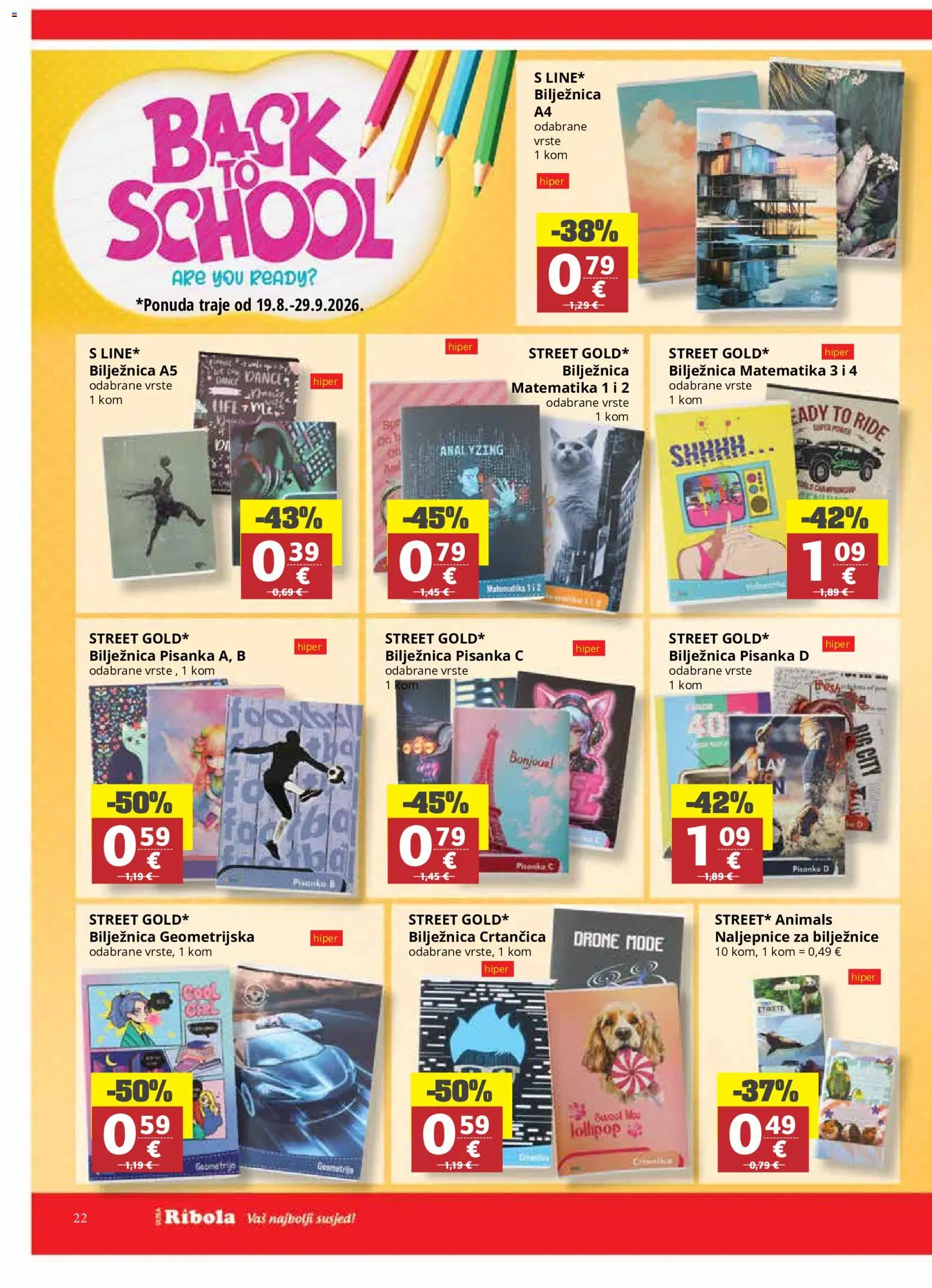 Ribola katalog | vrijedi od 19.08.2026 | Stranica: 22 | Proizvodi: Bilježnica, Pisanka, Crtančica