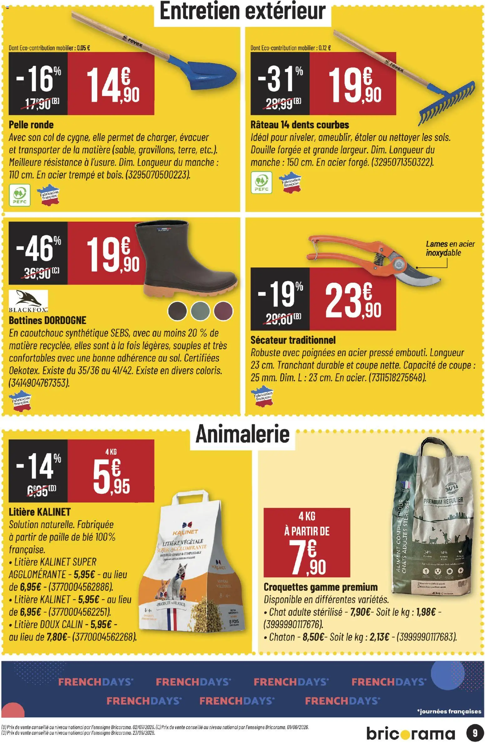 {H1} | Page: 9 | Produits: Poignées, Sécateur, Blé, Pelle