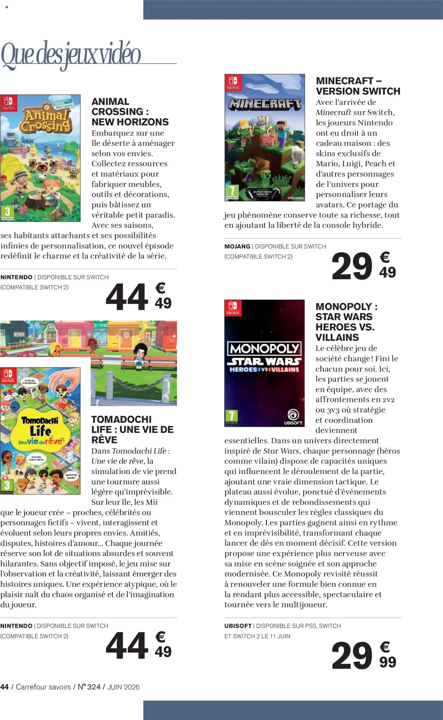{H1} | Page: 44 | Produits: Vidéo, Joueur, Plateau, Jeux