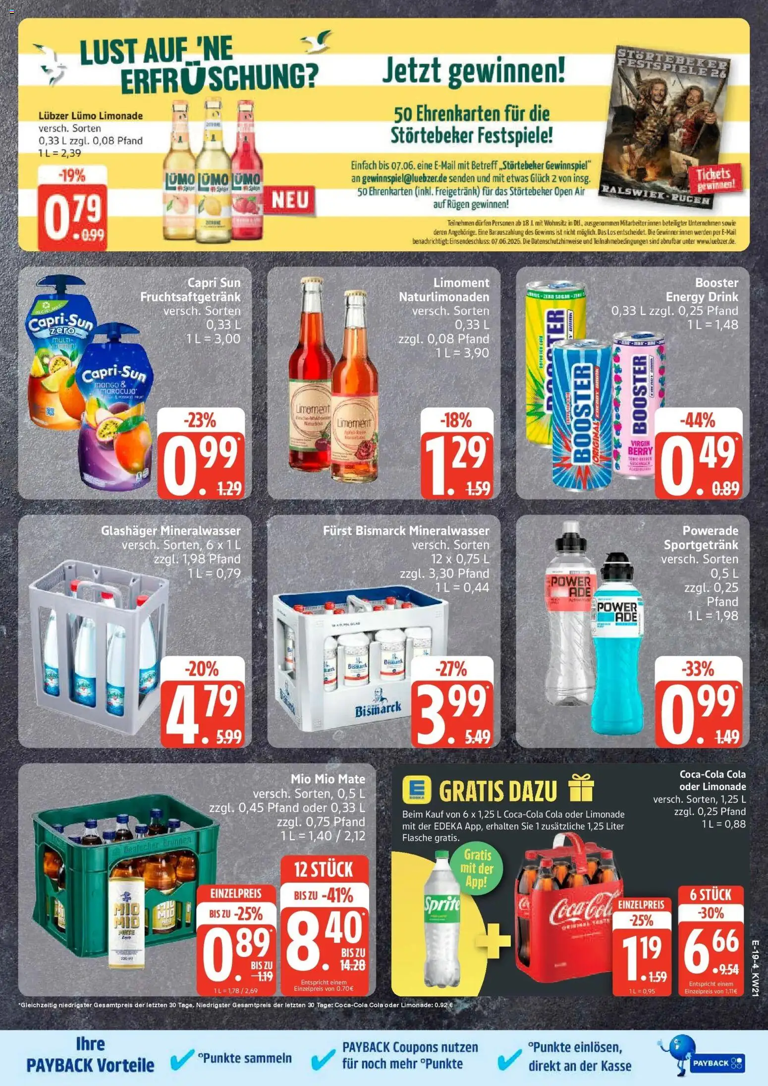 Edeka Prospekt Stralsund – gültig ab 17.05.2026 | Seite: 20 | Produkte: Sprite, Capri sun, Mio mio mate, Powerade