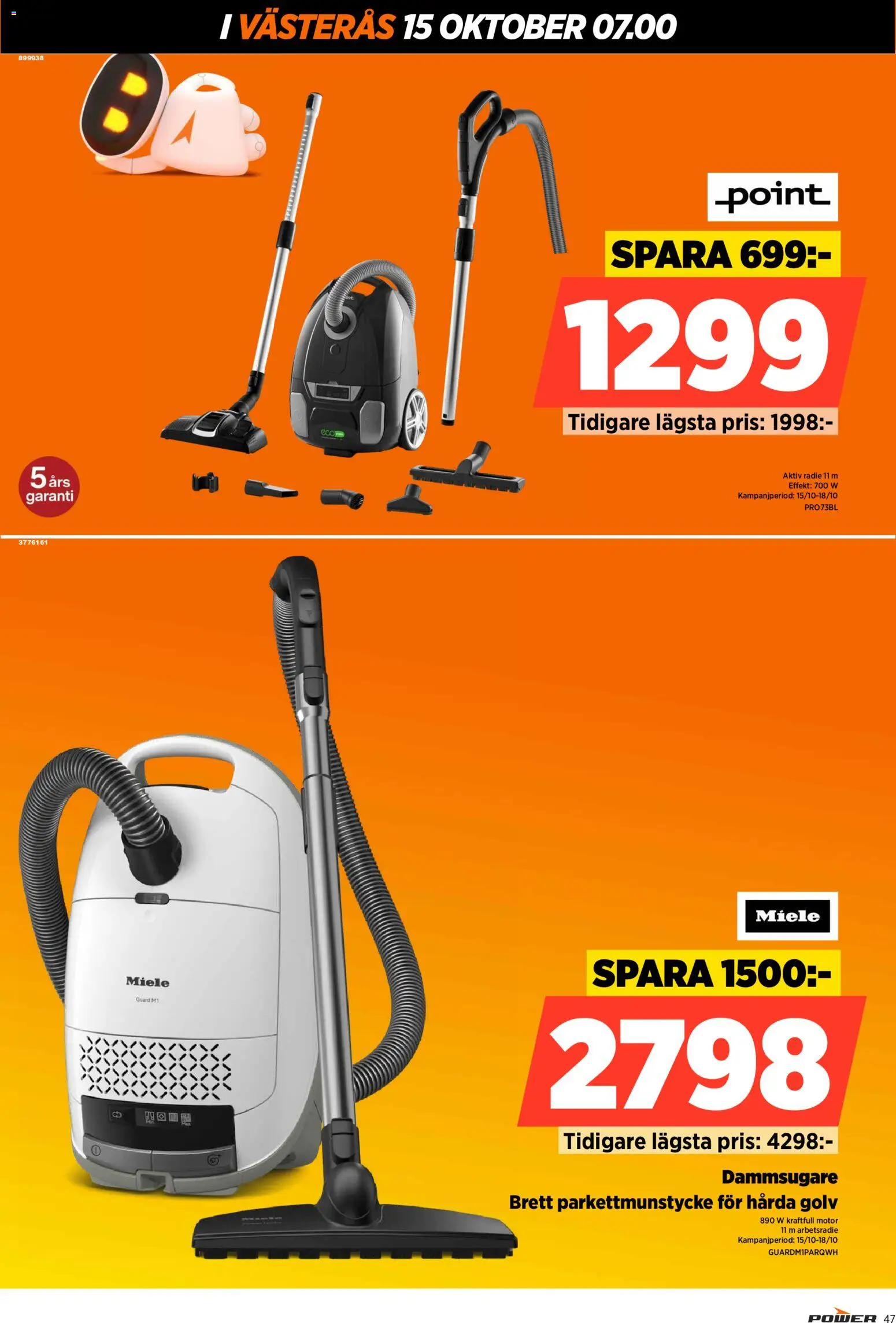 Power reklamblad aktuell från 15/10/2026 | Sida: 47 | Produkter: Dammsugare