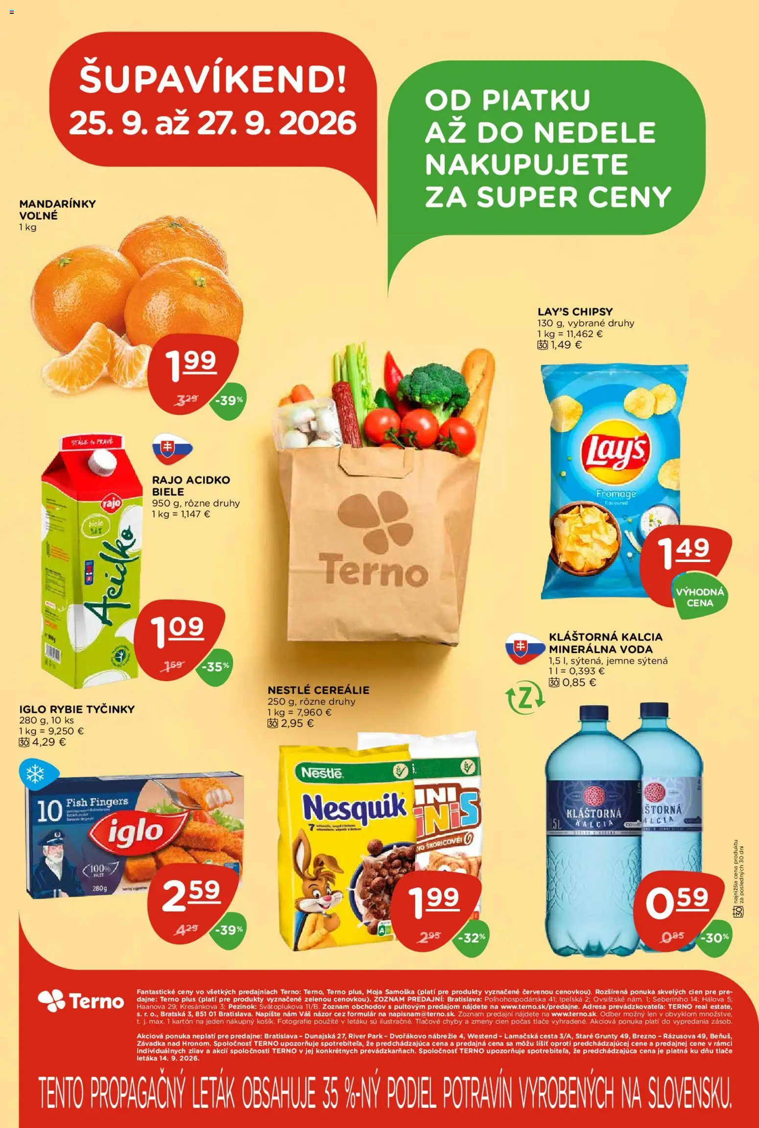 Nové Terno akcie – leták je platný od 24.09.2026 | Strana: 28 | Produkty: Cereálie, Mandarinky, Acidko, Nesquik