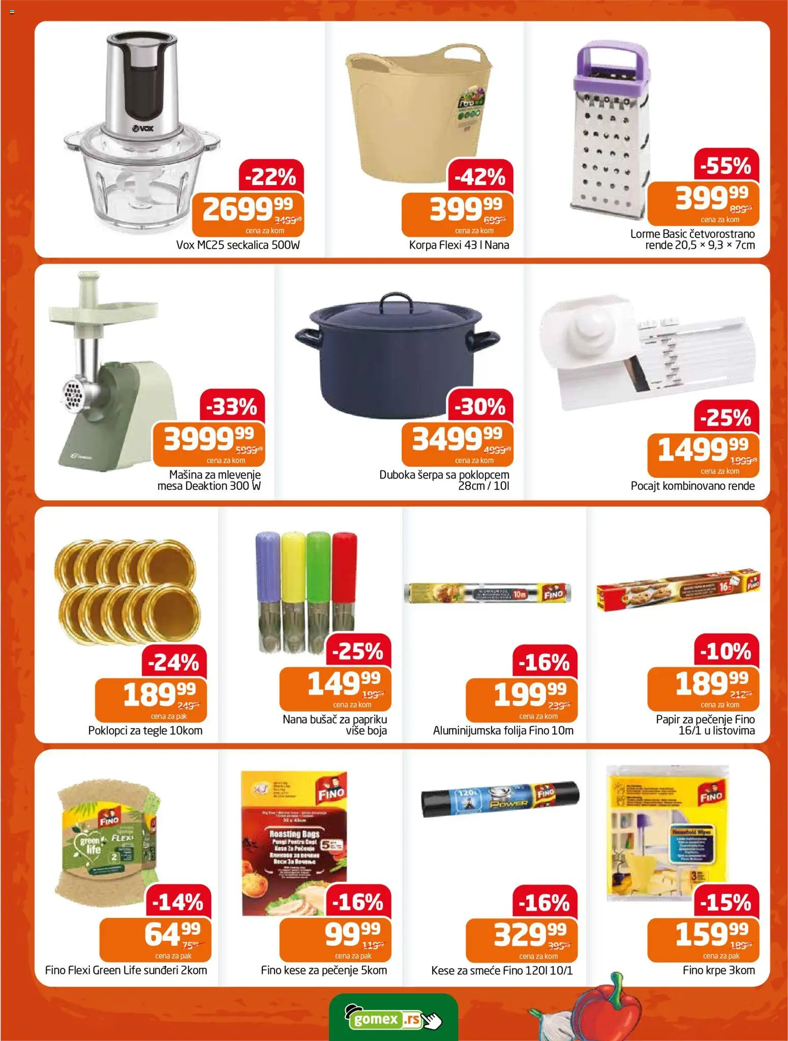 Gomex katalog - važi od 16.09.2026 | Strana: 4 | Proizvode: Sunđeri, Aluminijumska folija, Kese za smeće, Korpa