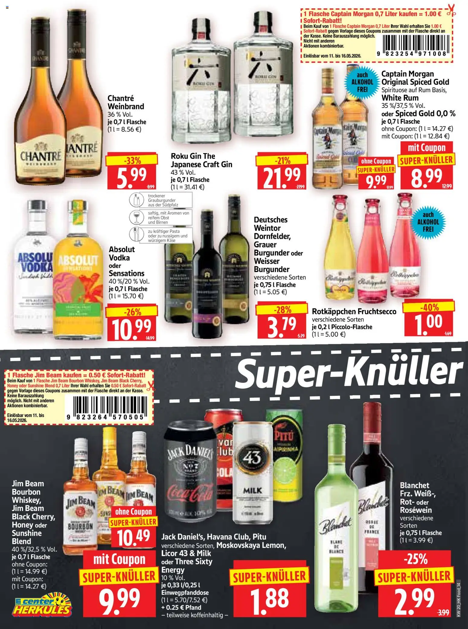 HERKULES Prospekt 	 – gültig ab 11.05.2026 | Seite: 14 | Produkte: Rum, Fruchtsecco, Chantré, Vodka