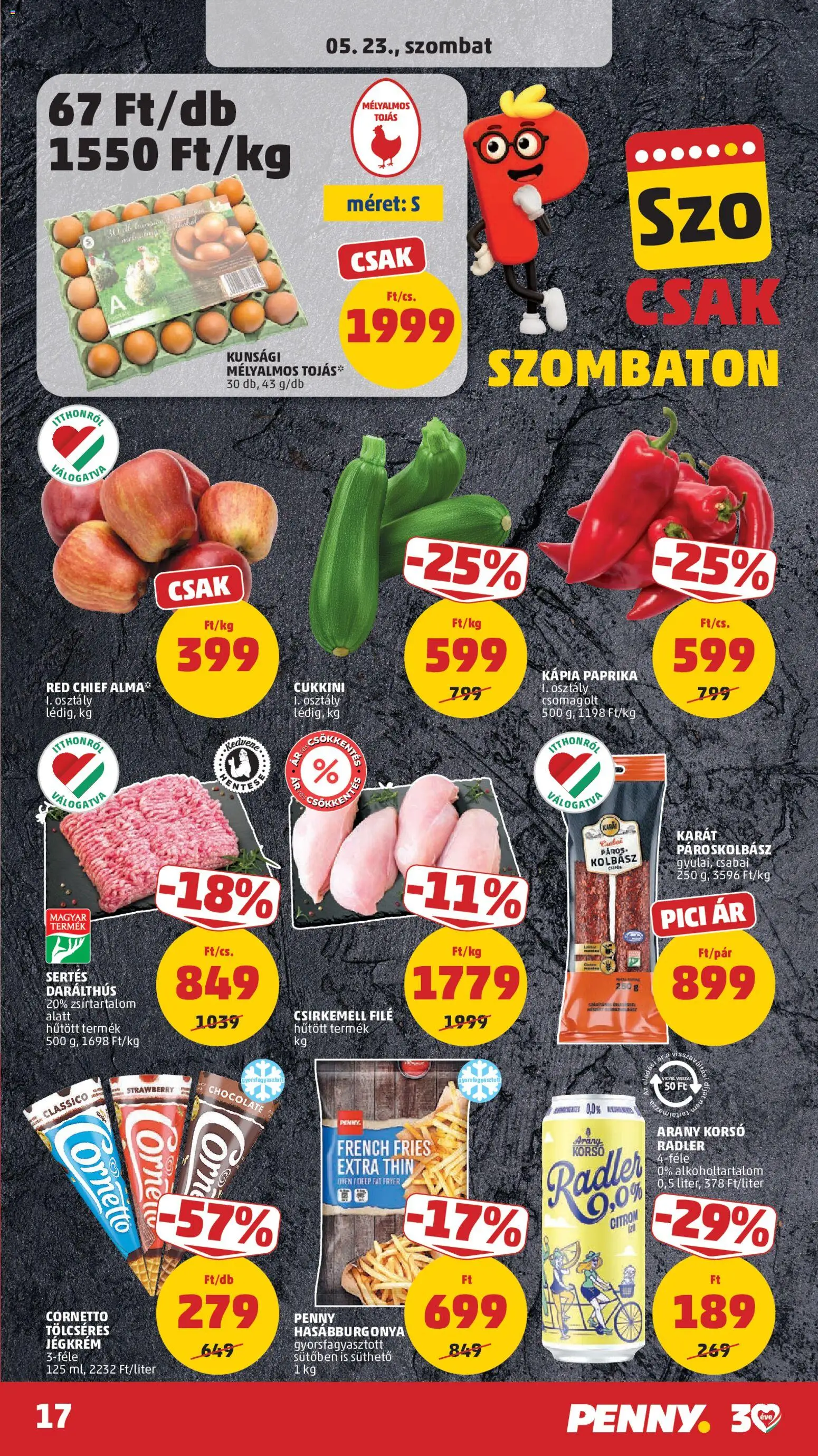 PENNY akciós ujság - amely érvényes a következő dátumtól: 21.05.2026 | Oldal: 21 | Termékek: Cukkini, Hasábburgonya, Jégkrém, Kápia paprika