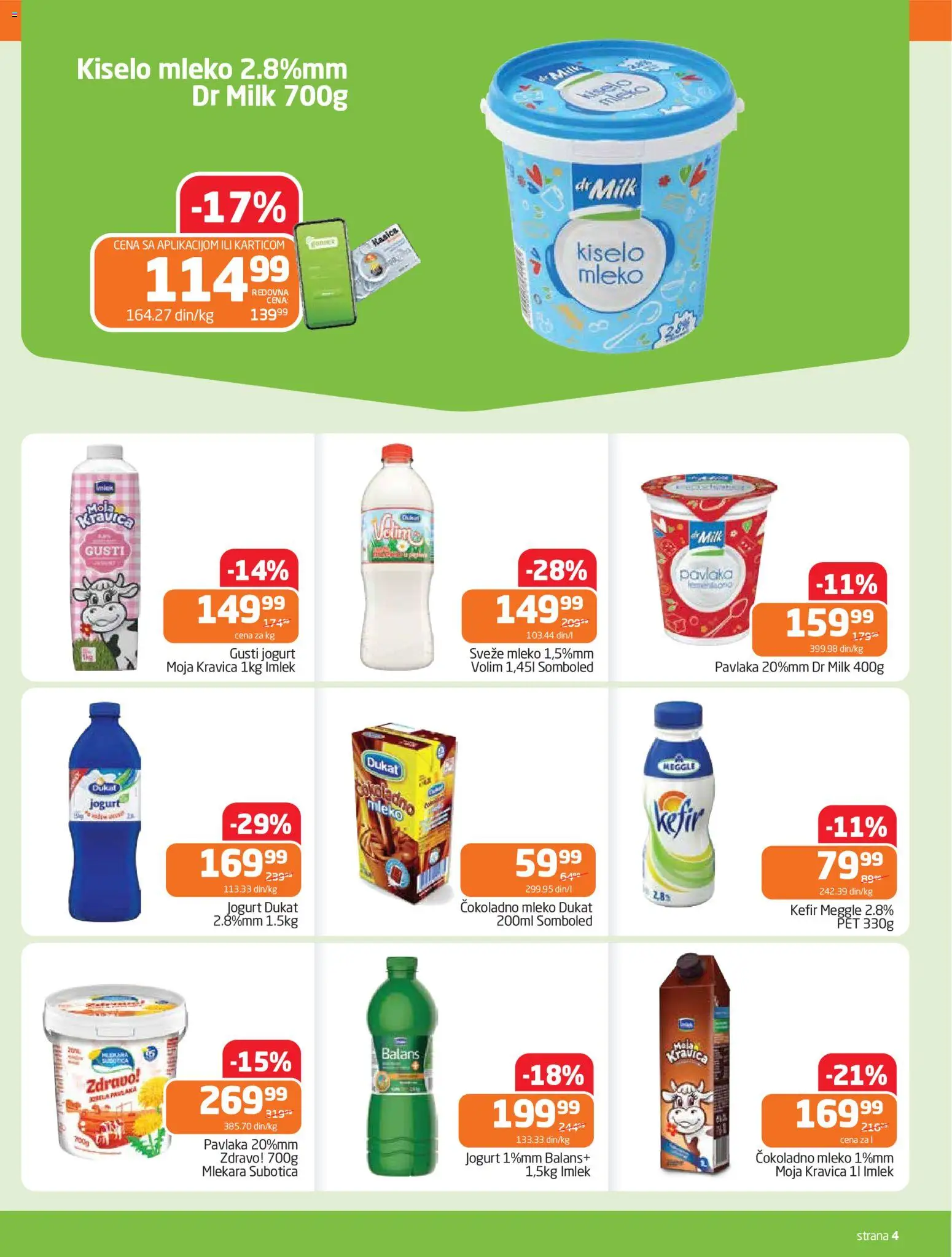 Gomex katalog - važi od 15.04.2026 | Strana: 4 | Proizvode: Čokoladno mleko, Sveže mleko, Mleko, Jogurt