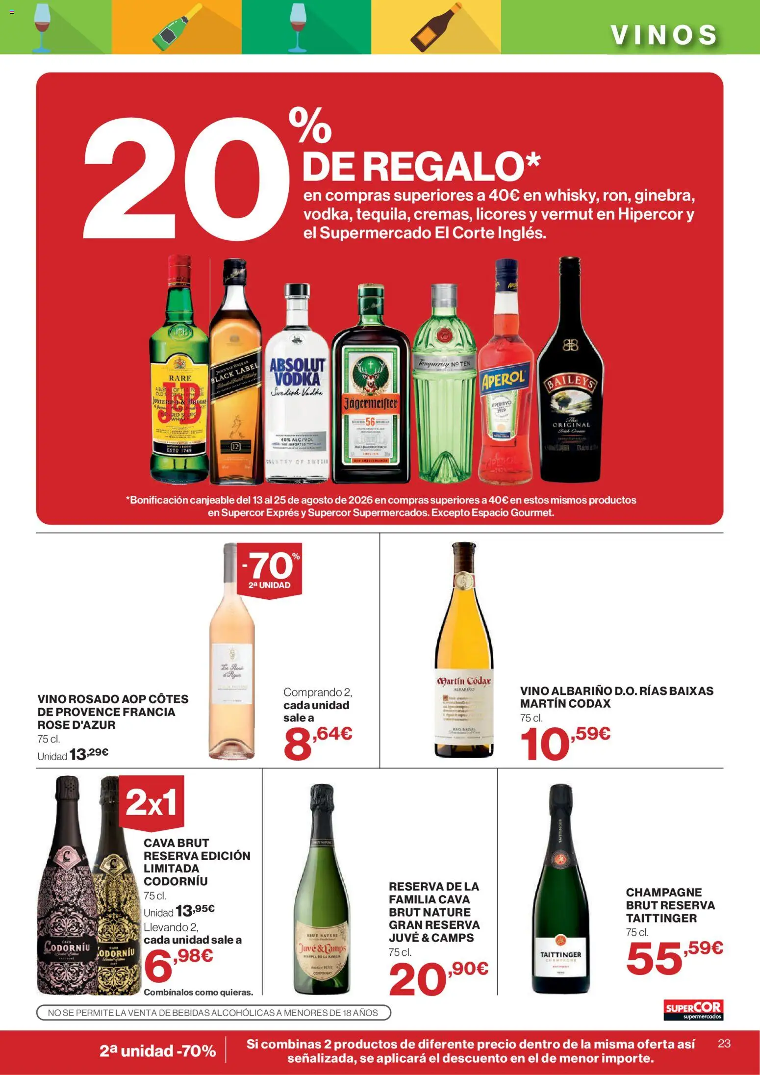 Supercor Canarias │ válido desde el 30/07/2026 | Página: 23 | Productos: Vino rosado, Vino, Té, Vodka