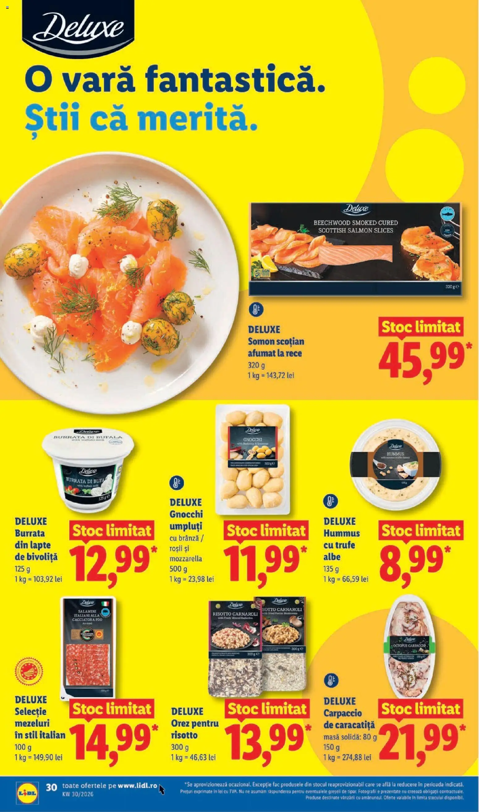 Noul catalog Lidl – valabil de la 20.07.2026 | Pagină: 30 | Produse: Carpaccio, Lapte, Orez, Deluxe