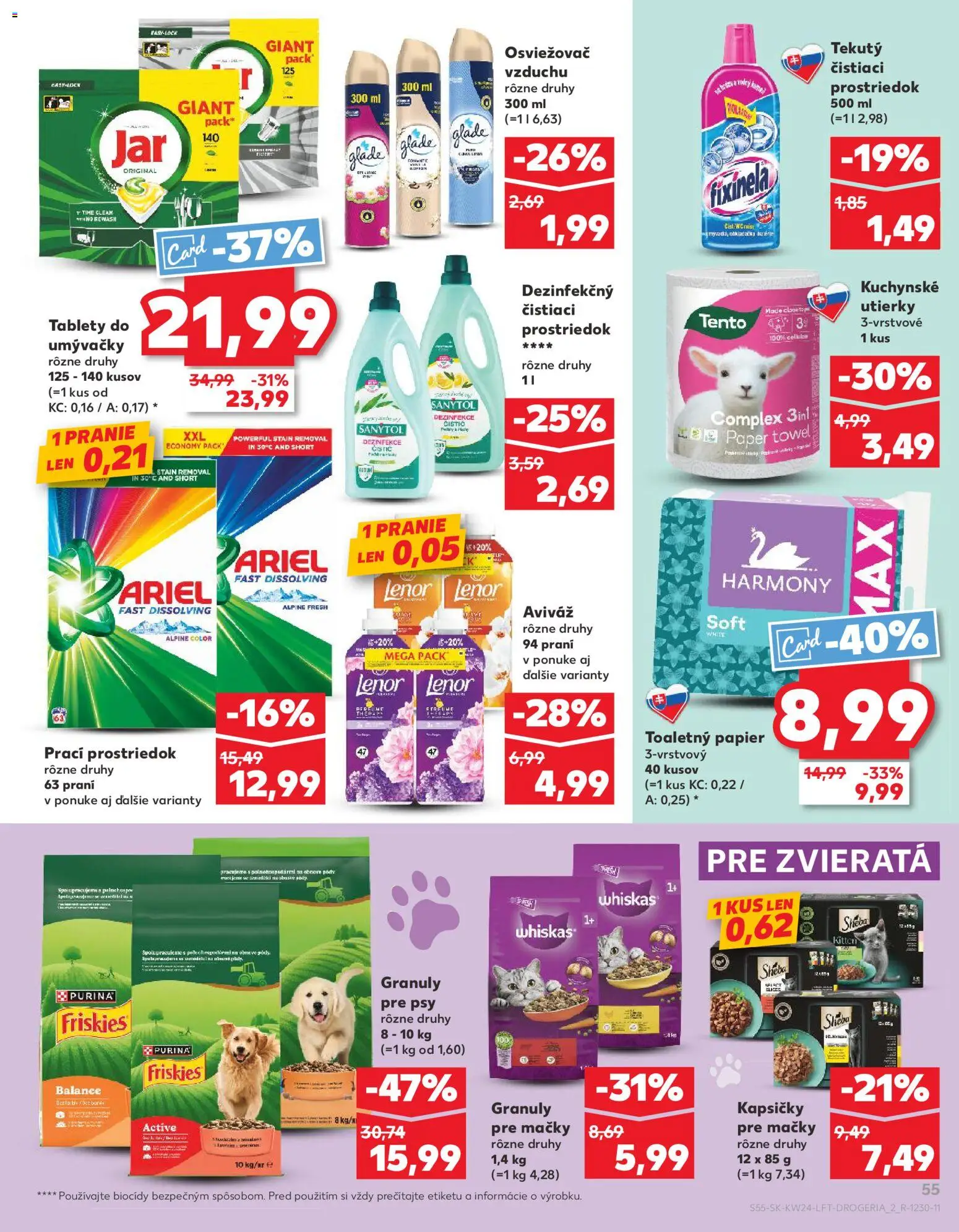 Nové Kaufland akcie – leták je platný od 11.06.2026 | Strana: 55 | Produkty: Osviežovač vzduchu, Friskies, Čistiaci prostriedok