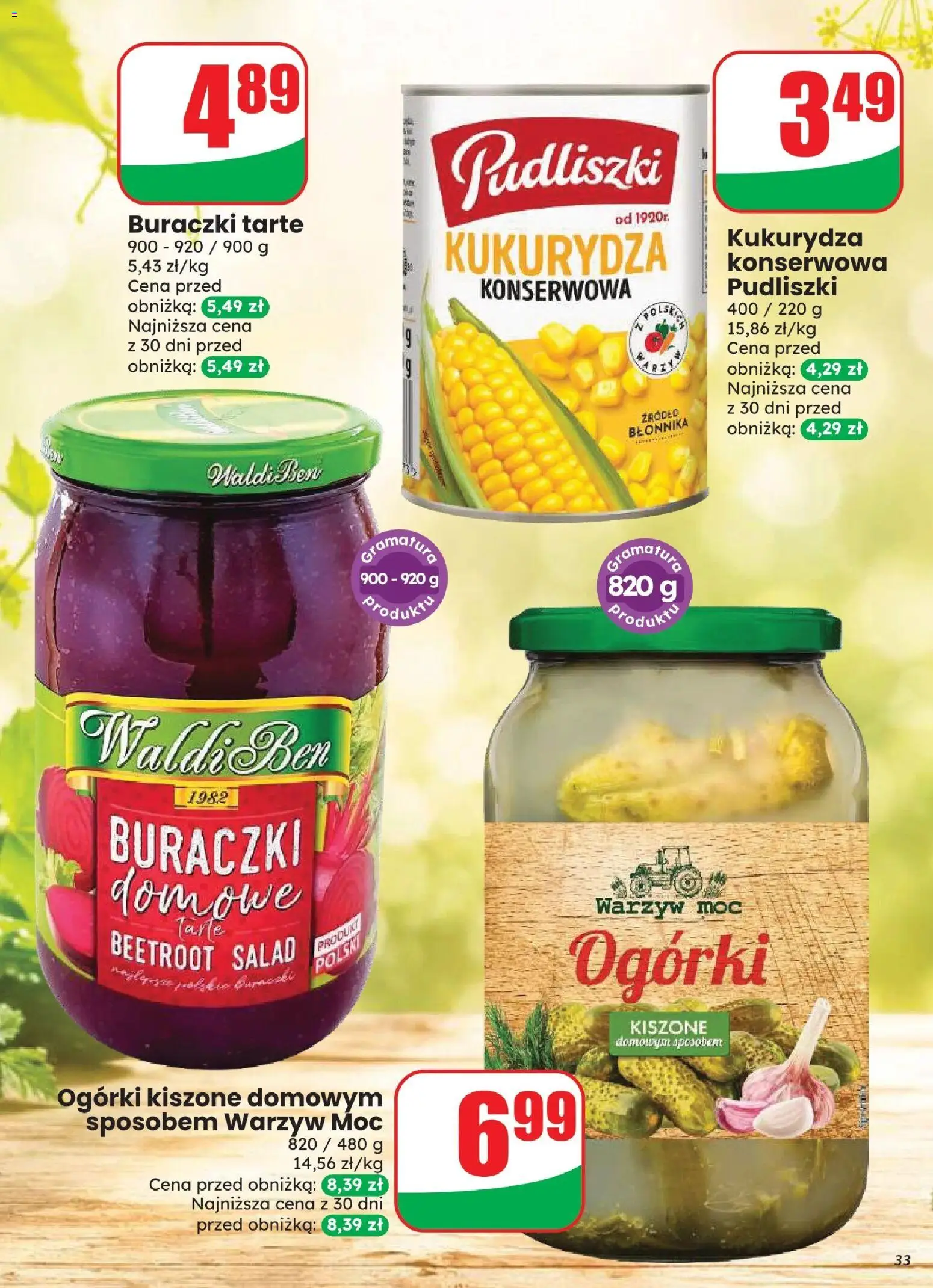 Dino gazetka od 12.08.2026 | Strona: 33 | Produkty: Kukurydza, Ogórki kiszone, Ogórki