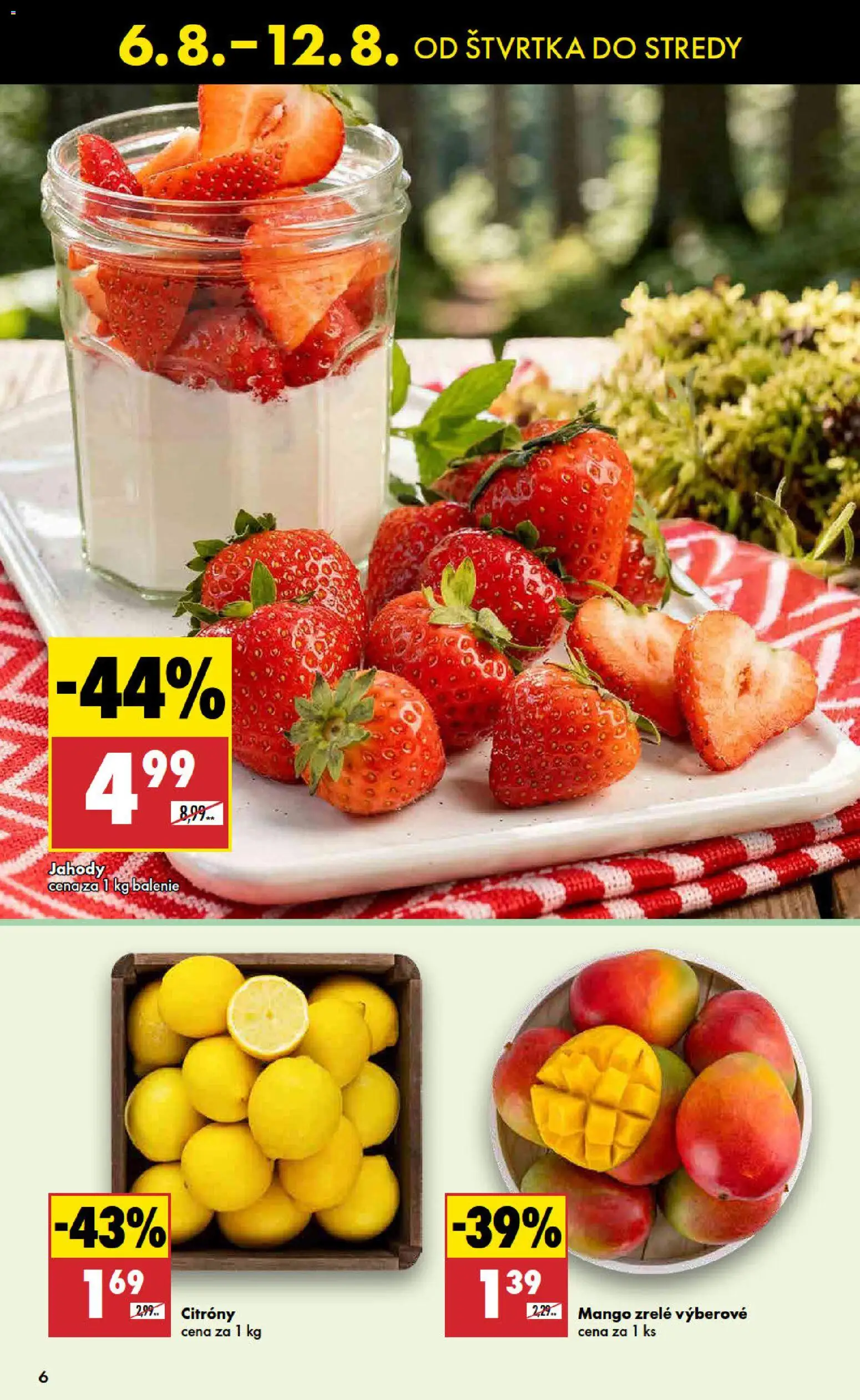 Nové Biedronka akcie – leták je platný od 06.08.2026 | Strana: 6 | Produkty: Citróny, Jahody, Mango