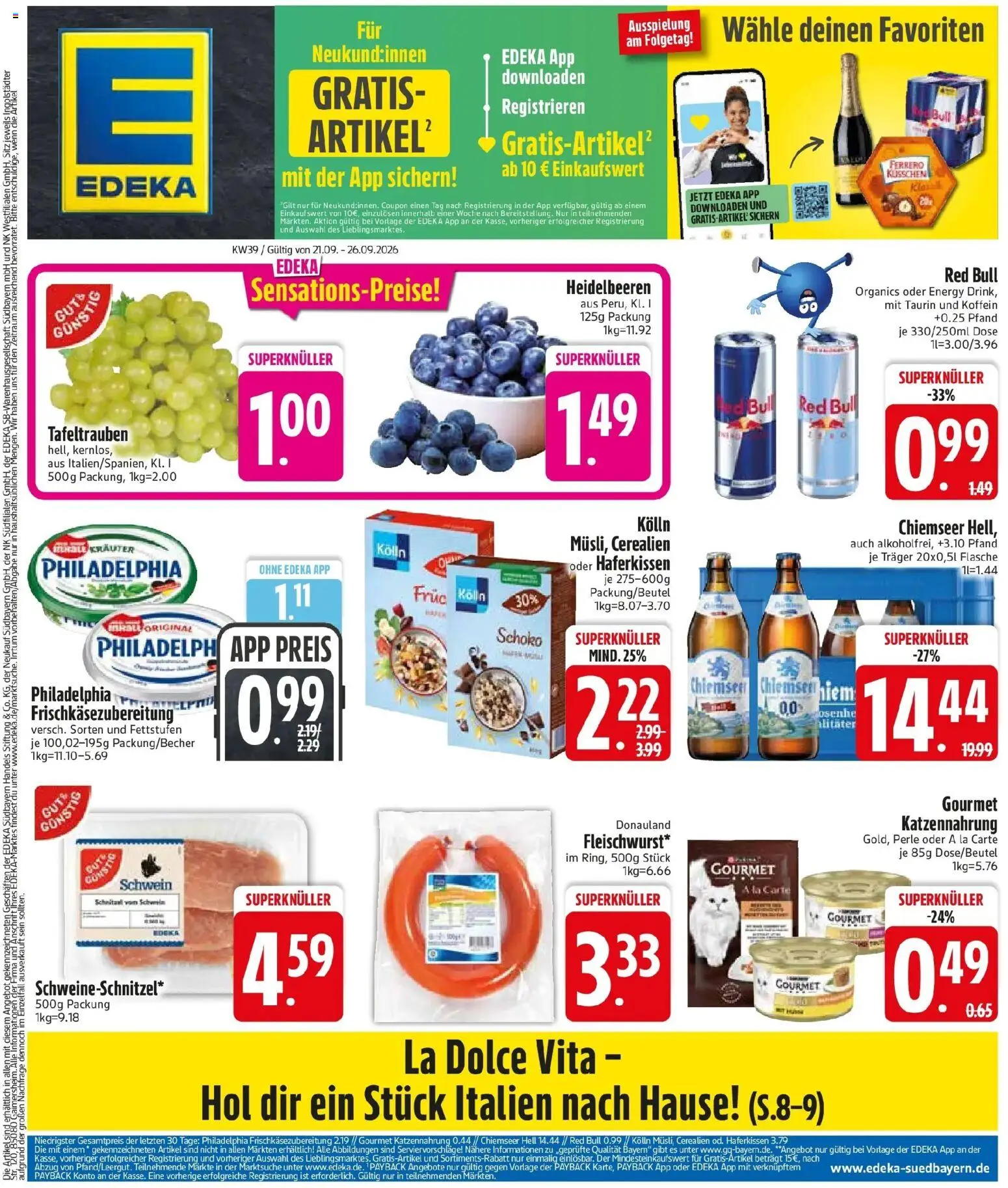 Edeka Prospekt Sauerlach (ab 21.09.2026) » Angebote Online | Seite: 3 | Produkte: Red bull, Kolln, Energy, Heidelbeeren