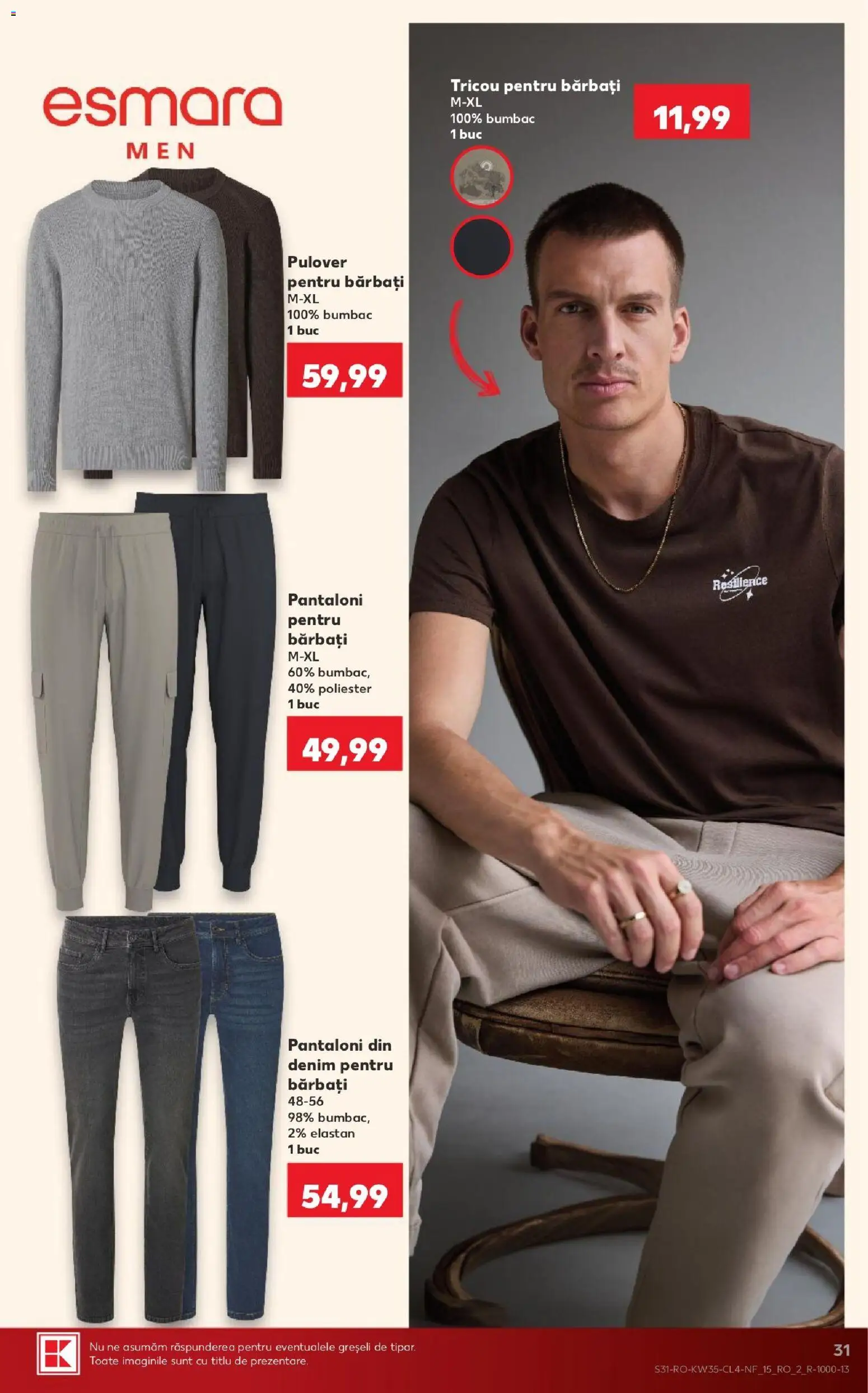 Noul catalog Kaufland – valabil de la 26.08.2026 | Pagină: 31 | Produse: Tricou pentru barbati, Tricou, Pulover, Pantaloni