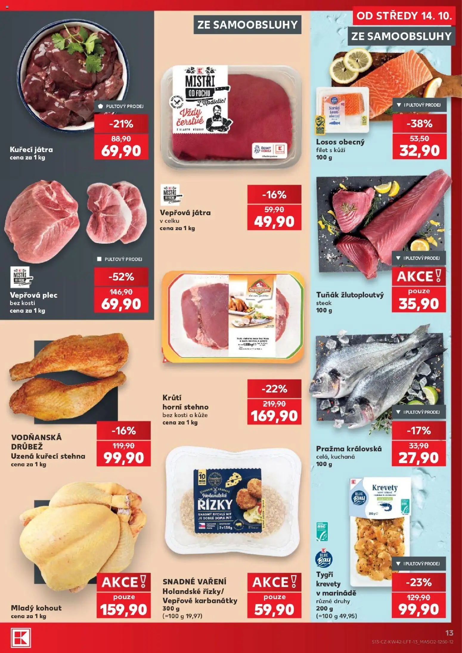 Kaufland leták - Kolín od 14.10.2026 | Strana: 13 | Produkty: Drůbež, Pražma, Kuřecí Játra, Filet