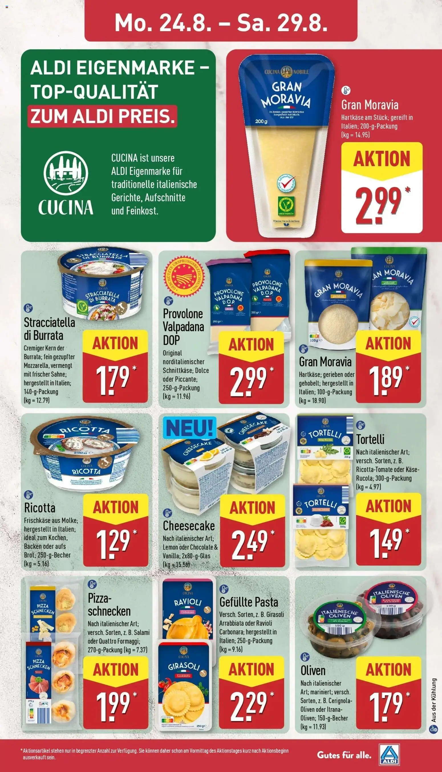 Aldi Aktueller Prospekt (ab 24.08.2026) » Angebote Online | Seite: 11 | Produkte: Käse, Burrata, Salami, Frischkase