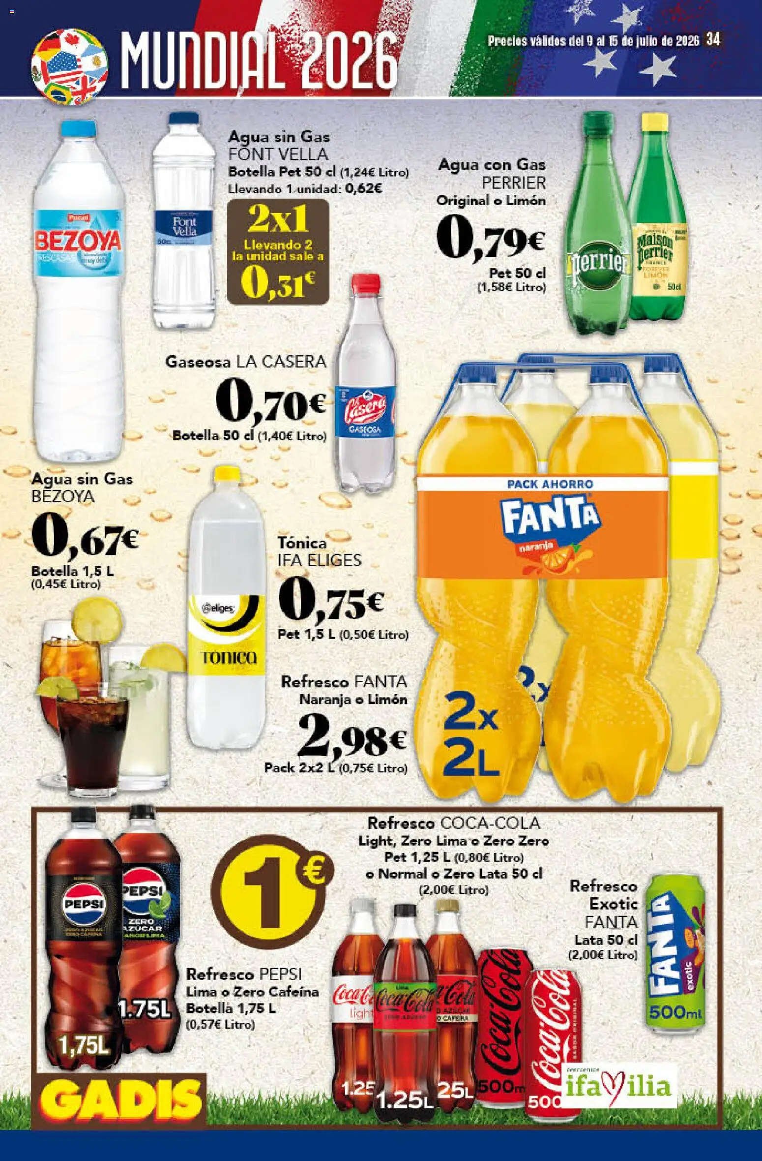 Gadis folleto │ válido desde el 09/07/2026 | Página: 34 | Productos: Lima, Σφουγγαρίστρα, Agua con gas, Gaseosa