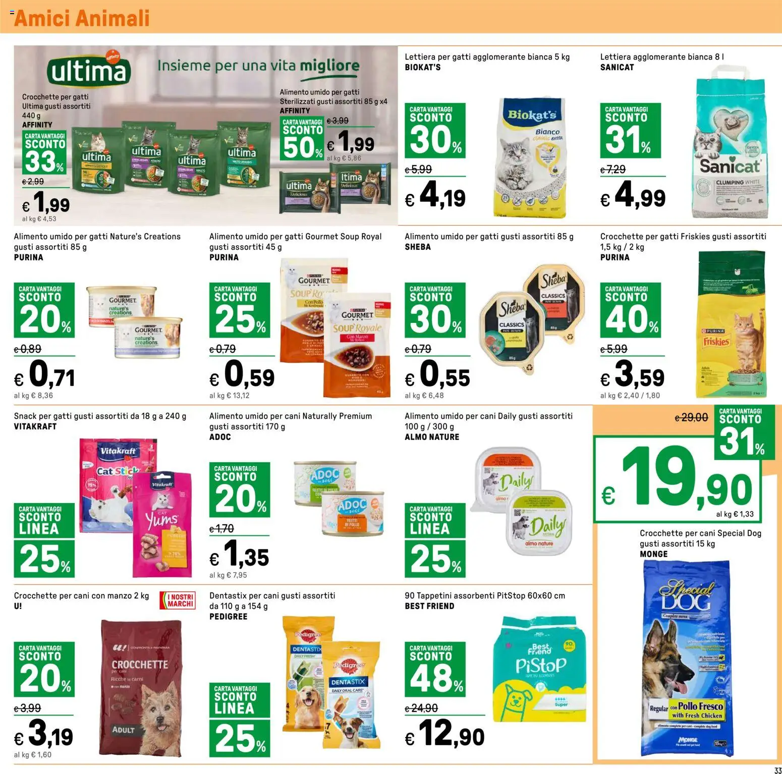 Volantino Iper del 04.06.2026 | Pagina: 33 | Prodotti: Lettiera per gatti, Pollo, Manzo, Crocchette