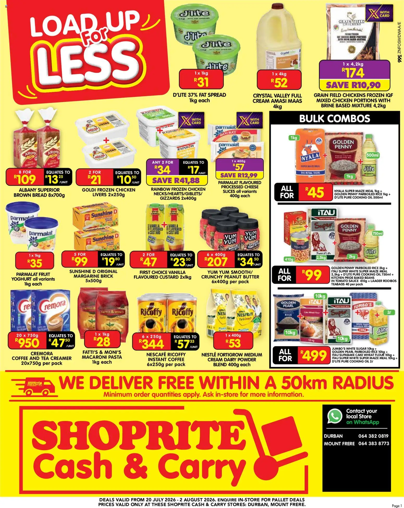 New Shoprite catalogue – valid from 20/07/2026 | Page: 1 | Products: Flour, Chicken, Powder, Rice