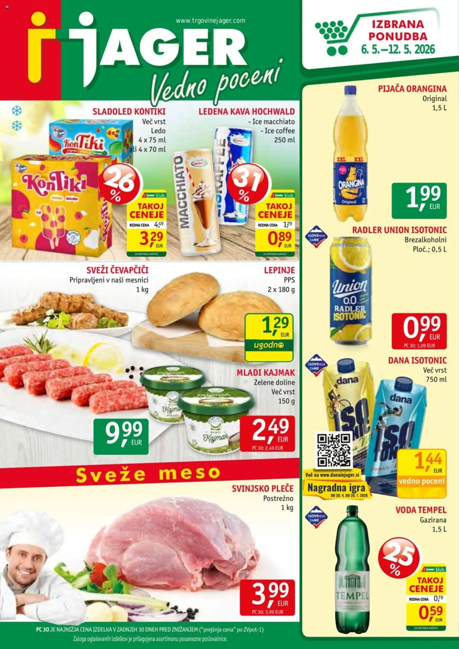 Novi Jager katalog ponudbe – veljaven od 06.05.2026 | Stran: 1 | Izdelki: Igra, Čevapčiči, Kajmak, Kava